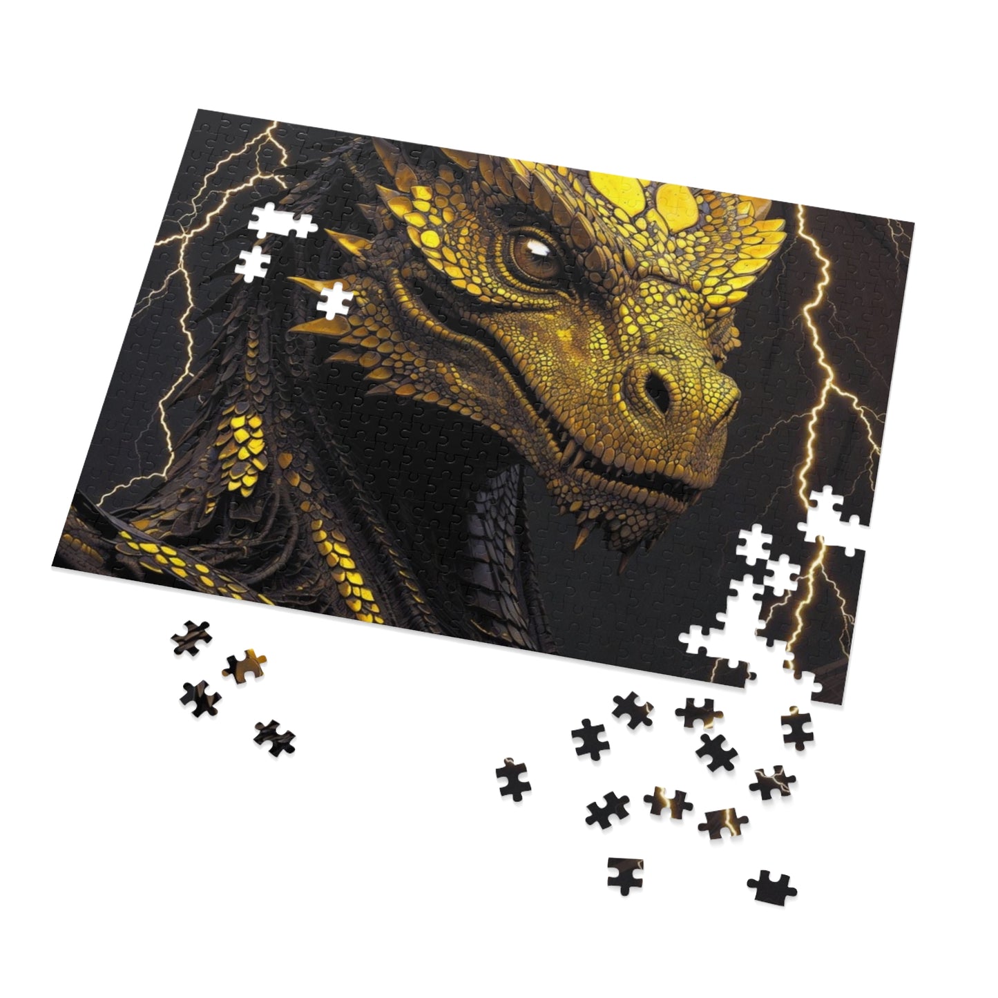 Dragon Gem Jigsaw Puzzle with Tin, Fantasy Puzzle, Kids Activities, Gifts for Game Lovers, Unique Collectible Piece