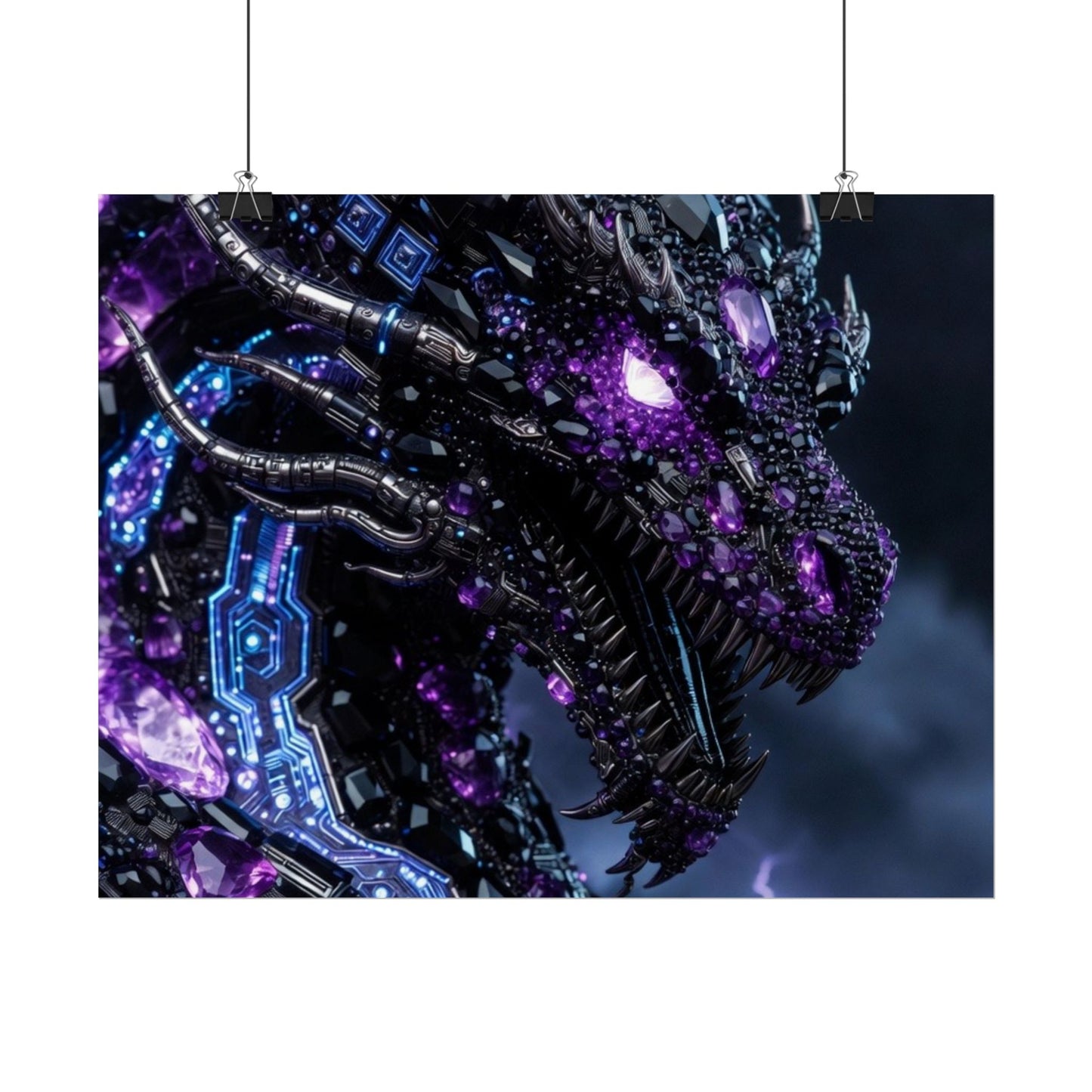 Rolled Poster — Cyberpunk Dragon Storm Art Print