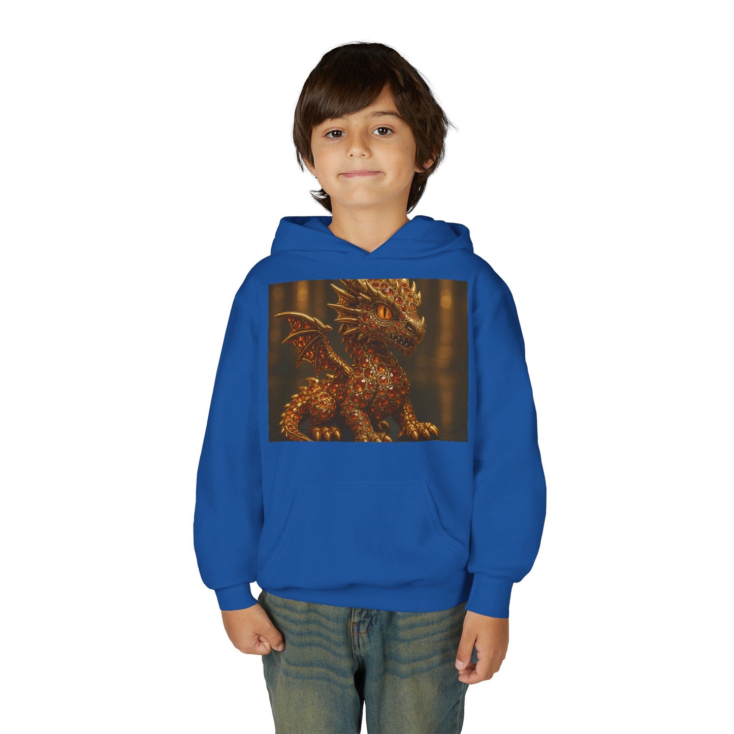Dragon Fantasy Youth Heavy Blend Hooded Sweatshirt, Adventure Hoodie, Gift for Kids, Fantasy Apparel, Cozy Sweatshirt for Young Dreamers