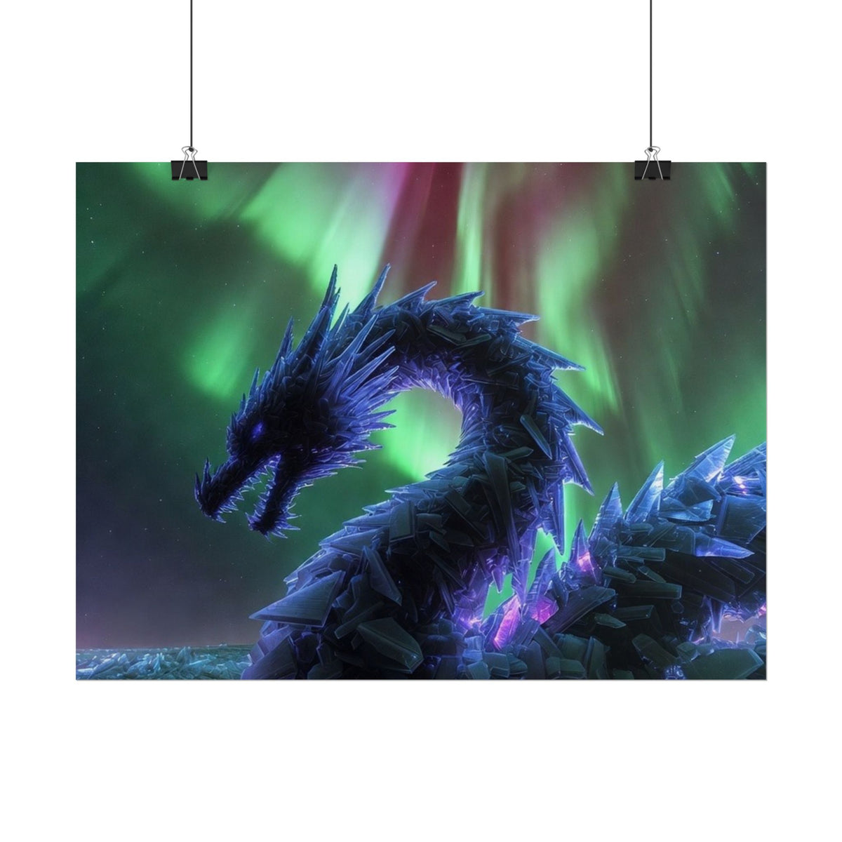 Aurora Crystal Dragon Poster — Fantasy Wall Art Print