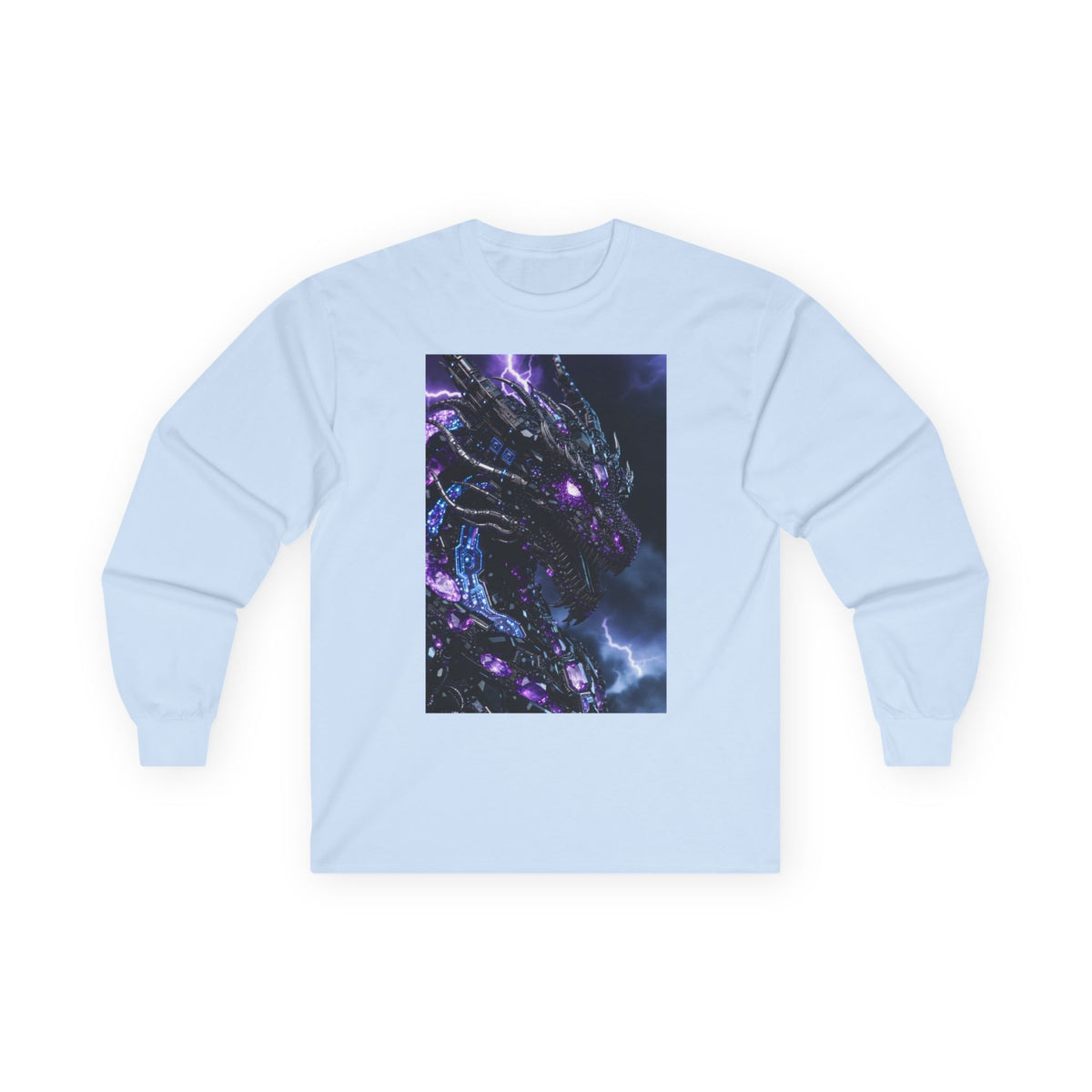 A Cosmic Dragon Pocket Long Sleeve Tee — Neon Galaxy Illustration