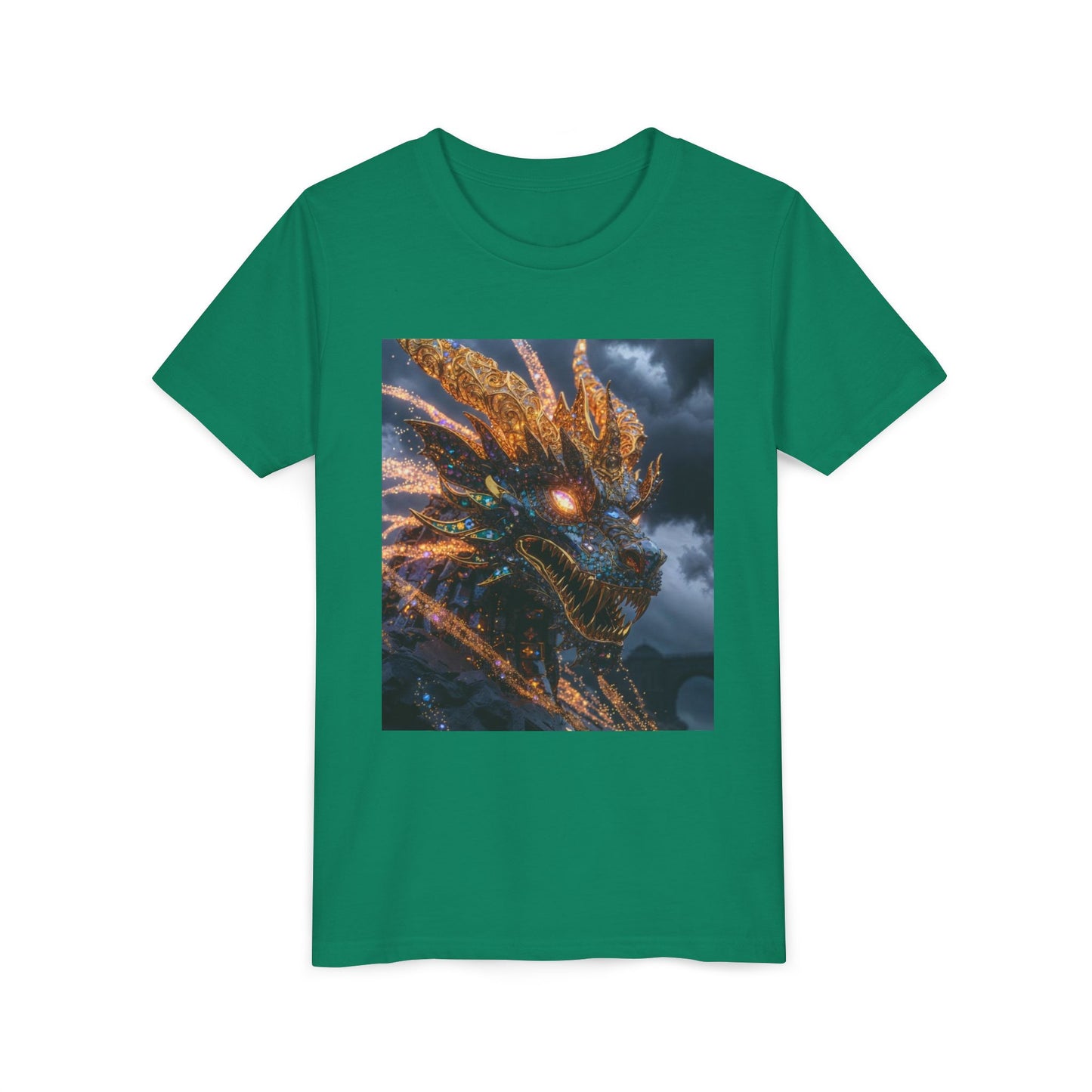 Youth Dragon Tee — Fiery Dragon Head Graphic Kids T‑Shirt