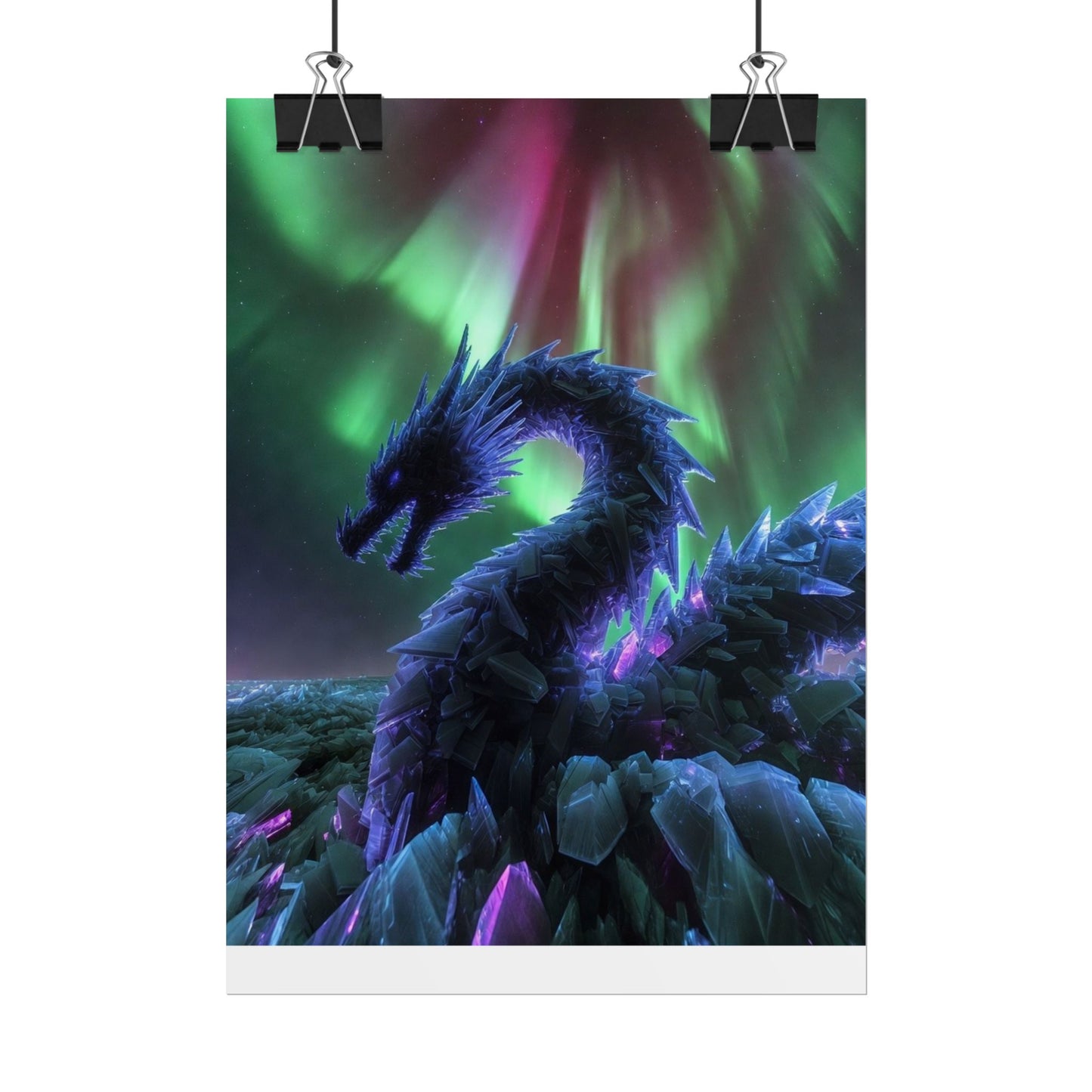 Aurora Crystal Dragon Poster — Fantasy Wall Art Print