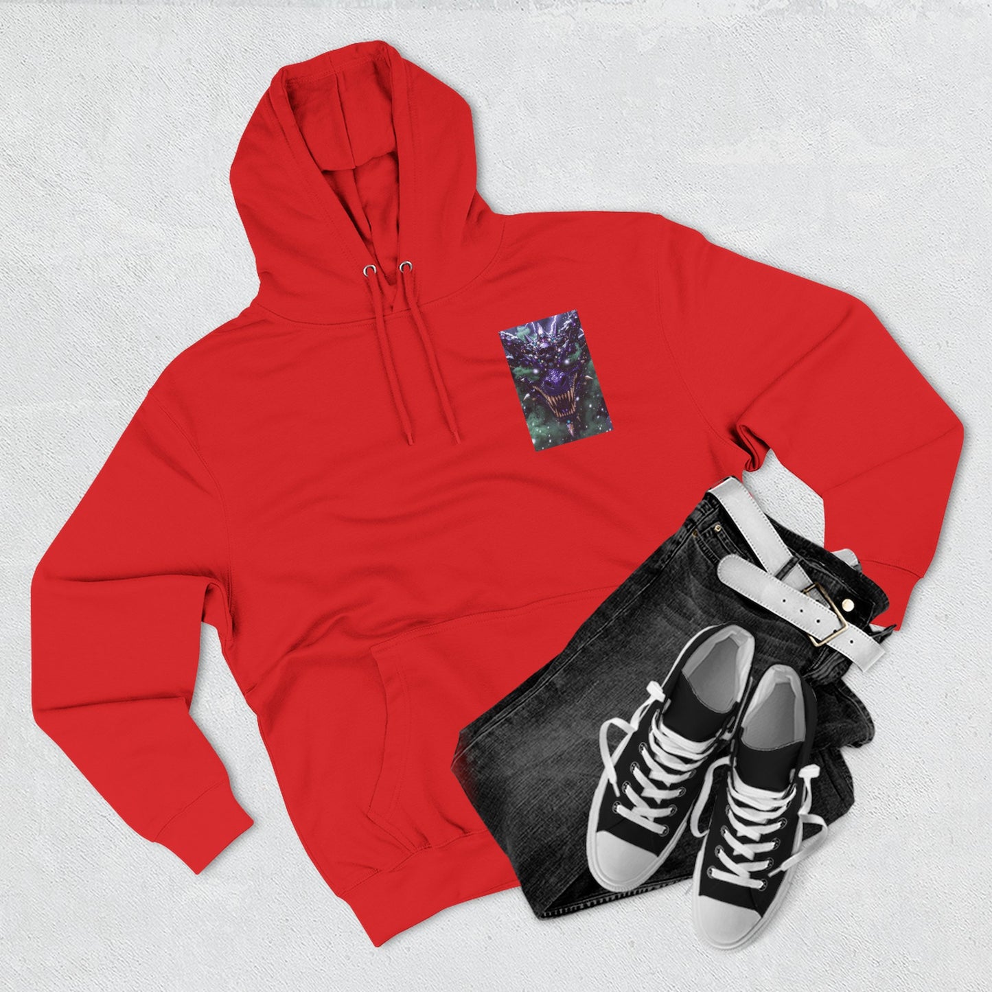 A Mystic Cosmic 🐉 Hoodie — Astral Galaxy Cat Chest Print Fleece Hoodie