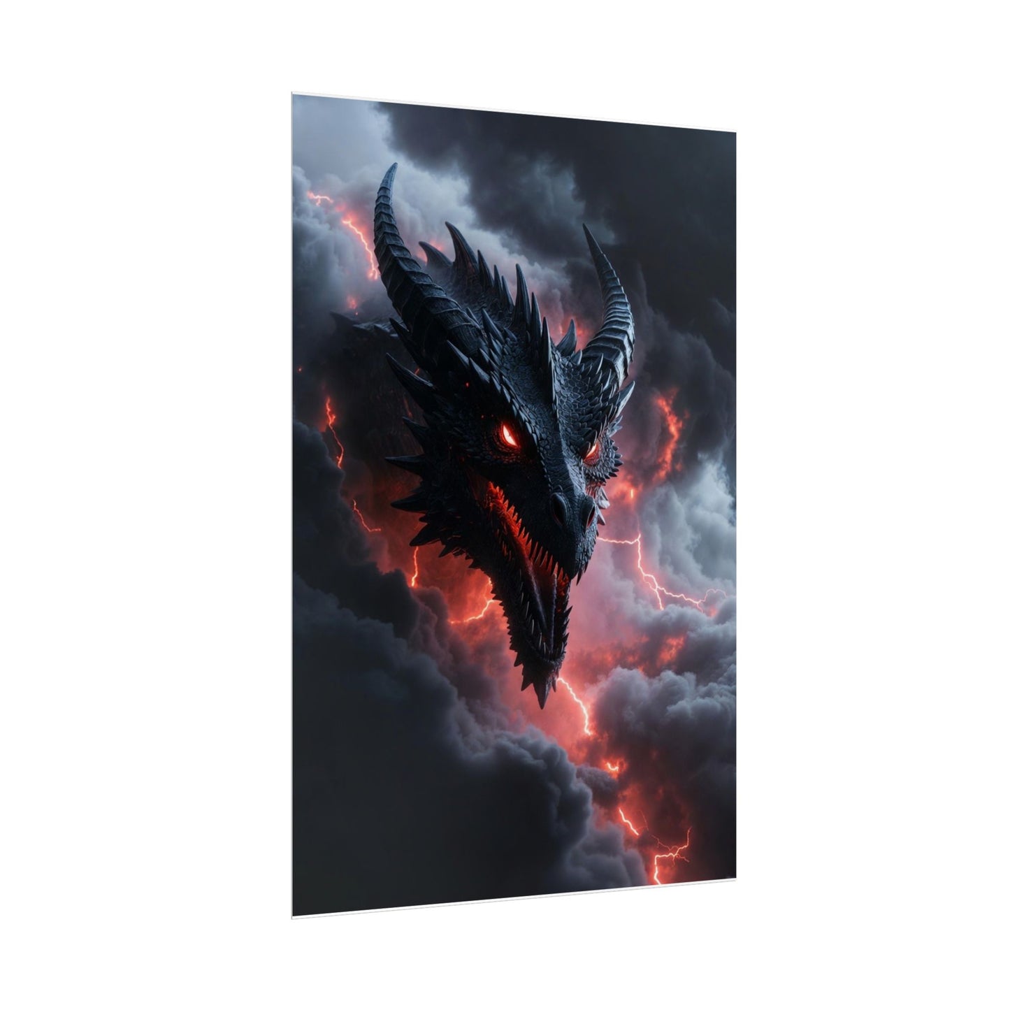 Dragon Storm Rolled Poster — Dark Fantasy Dragon Wall Art