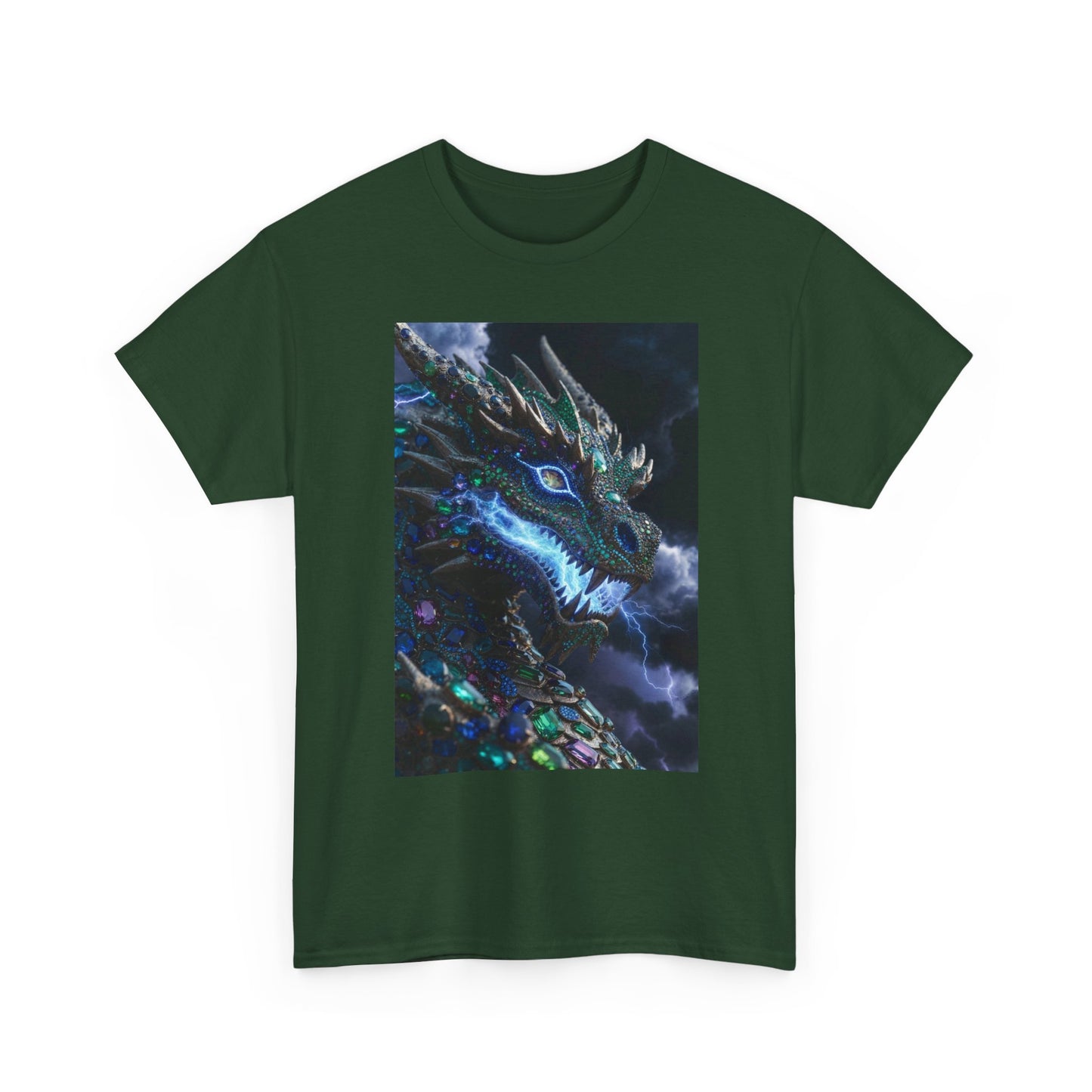 Dragon Portrait T‑Shirt — Neon Blue Fantasy Dragon Graphic Tee