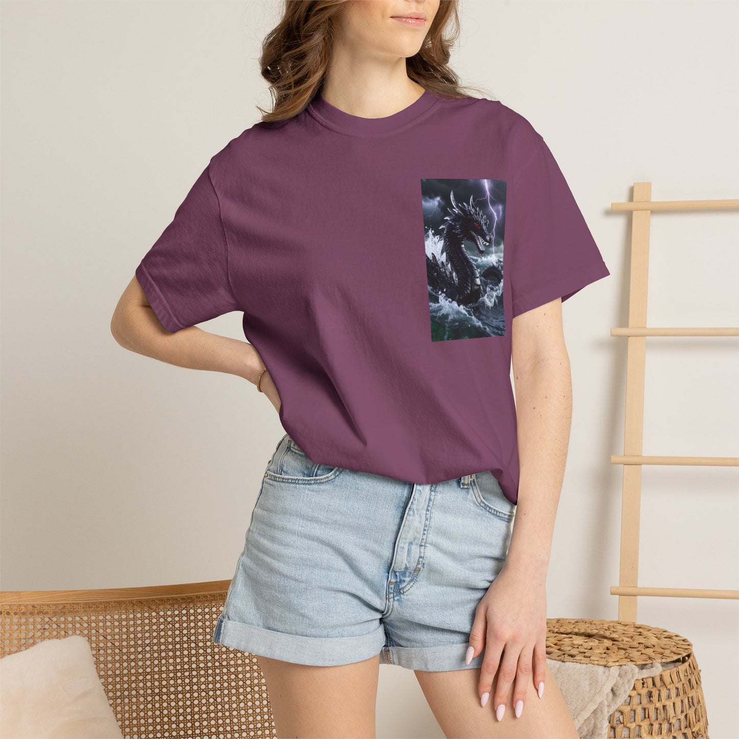 A Dragon Storm Graphic T-Shirt — Dark Fantasy Chest Print