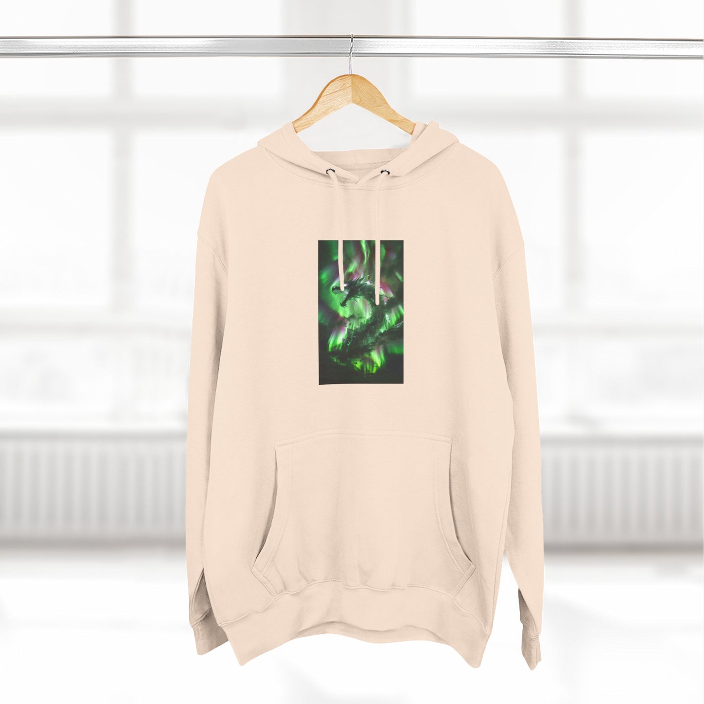 Green Nebula Abstract Hoodie — Aurora Swirl Fleece Pullover
