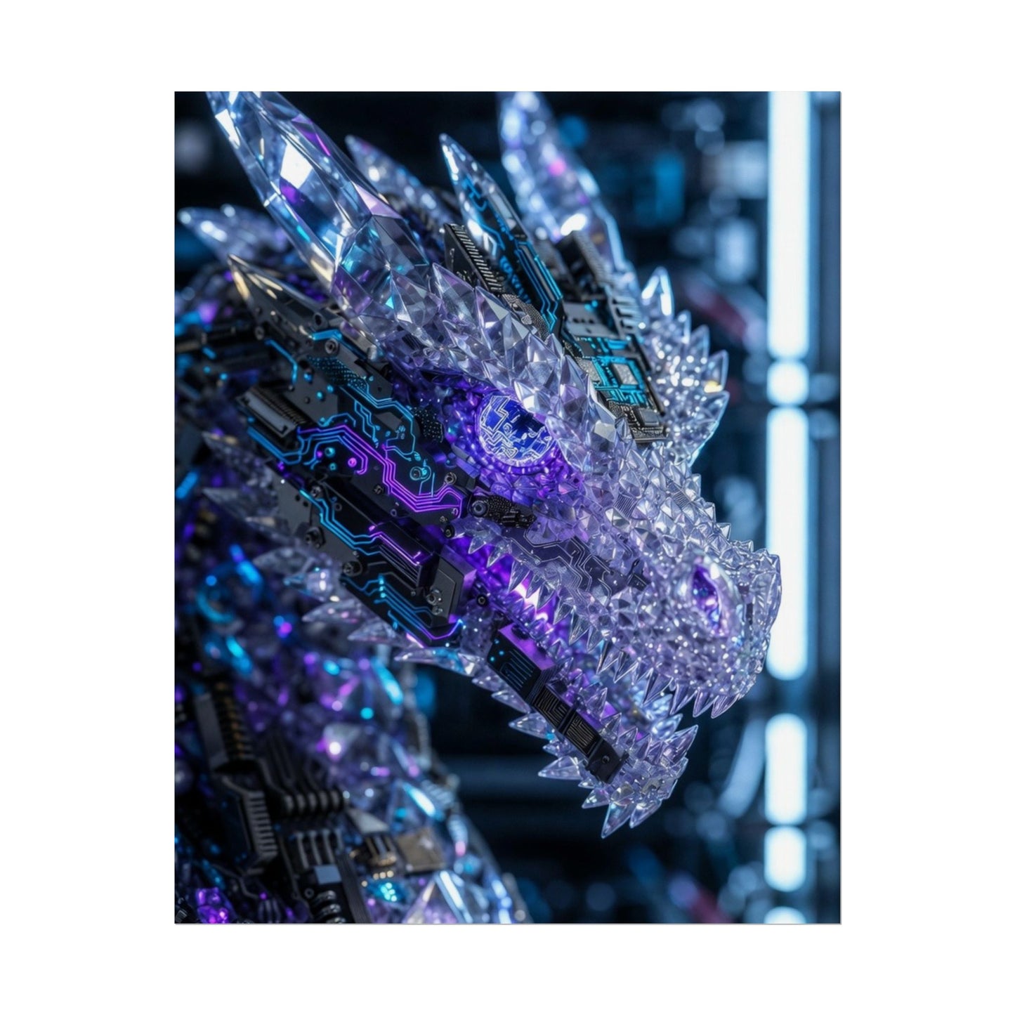 Rolled Poster — Cyber Crystal Dragon Art Print