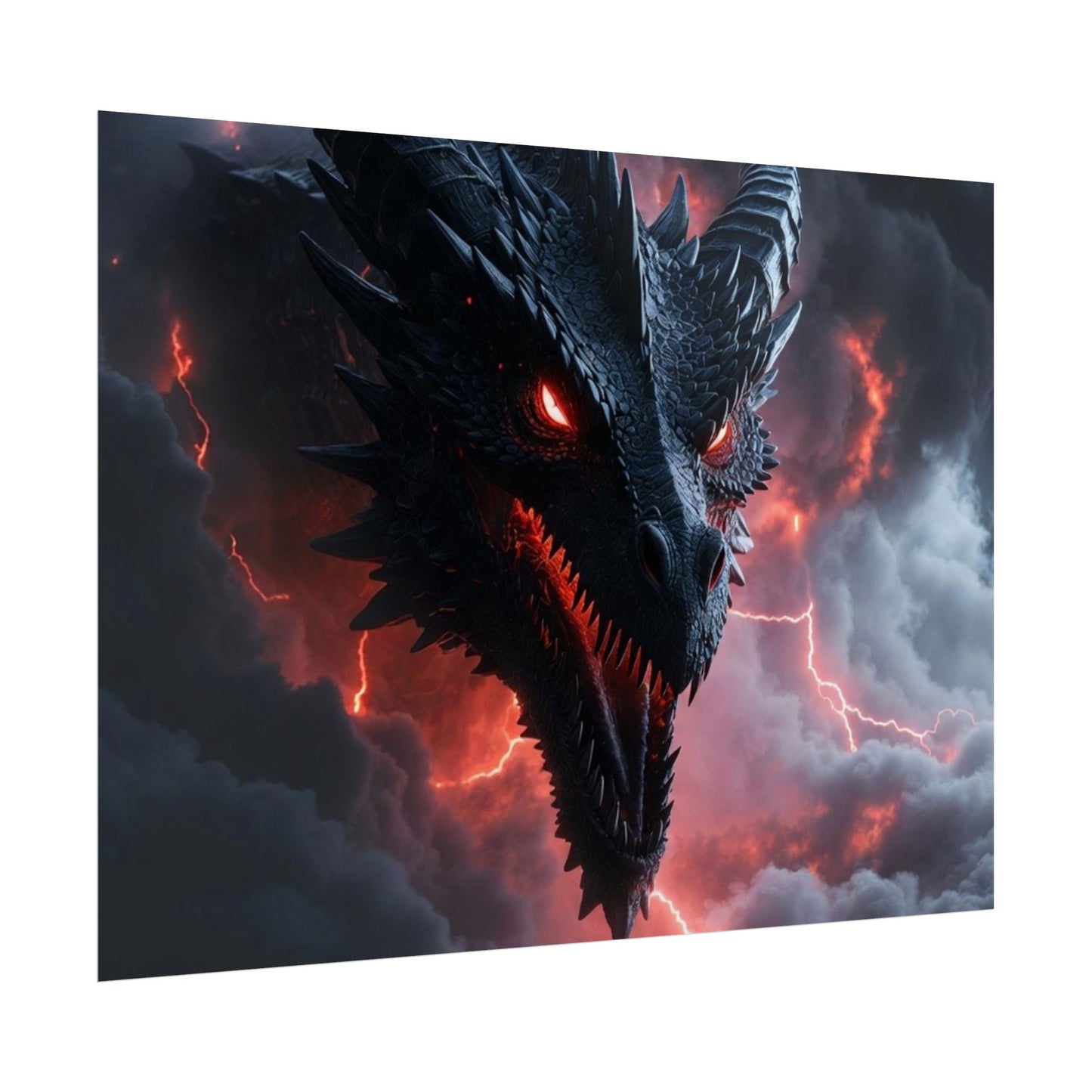 Dragon Storm Rolled Poster — Dark Fantasy Dragon Wall Art