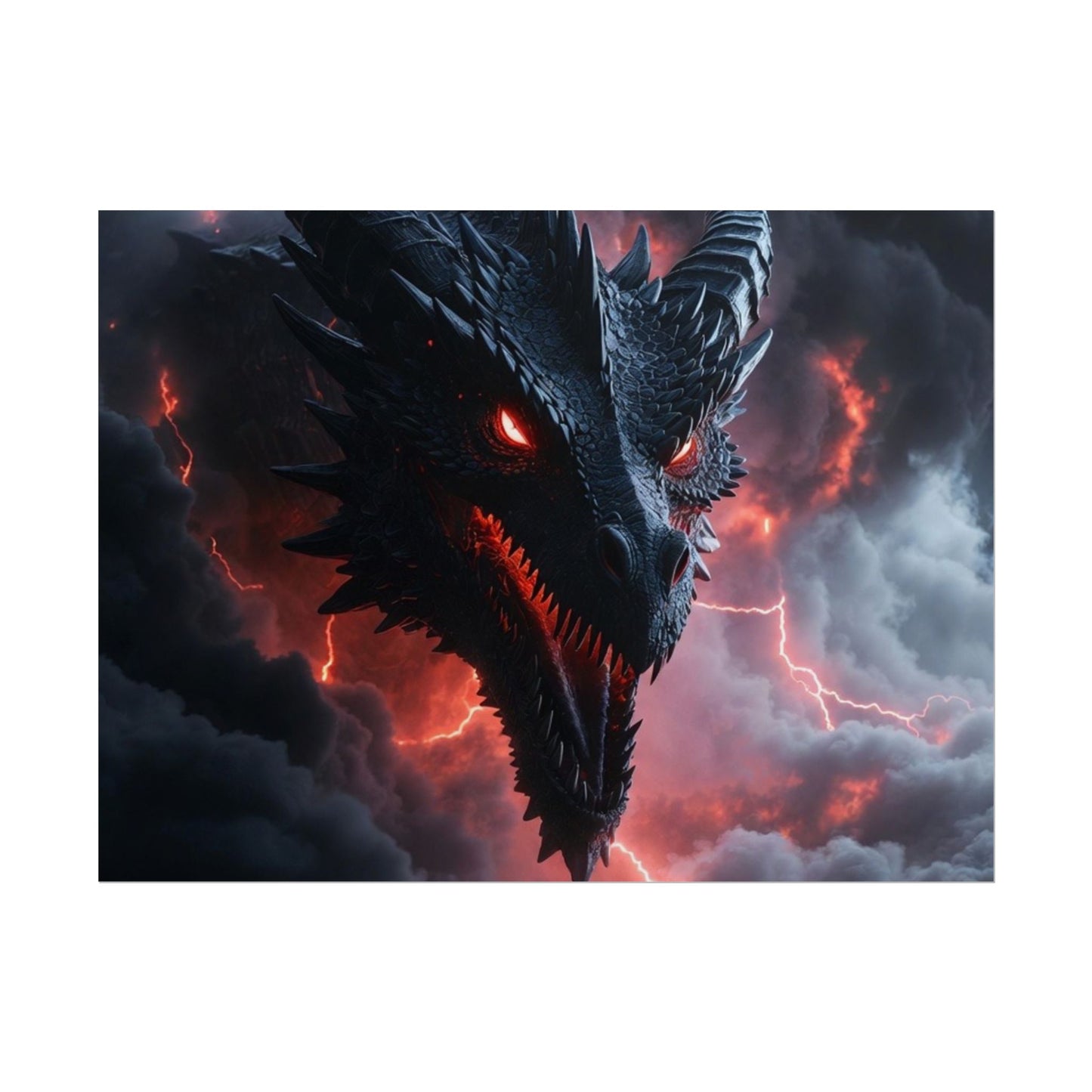 Dragon Storm Rolled Poster — Dark Fantasy Dragon Wall Art