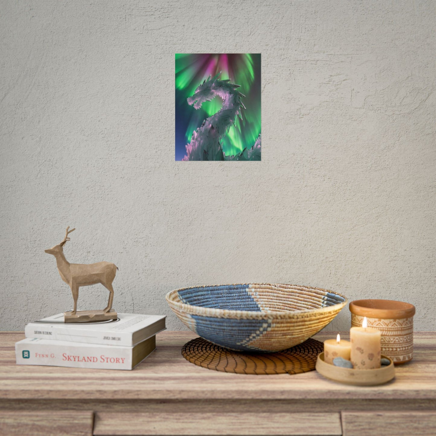 Aurora Ice Dragon Poster — Fantasy Wall Art Rolled Poster