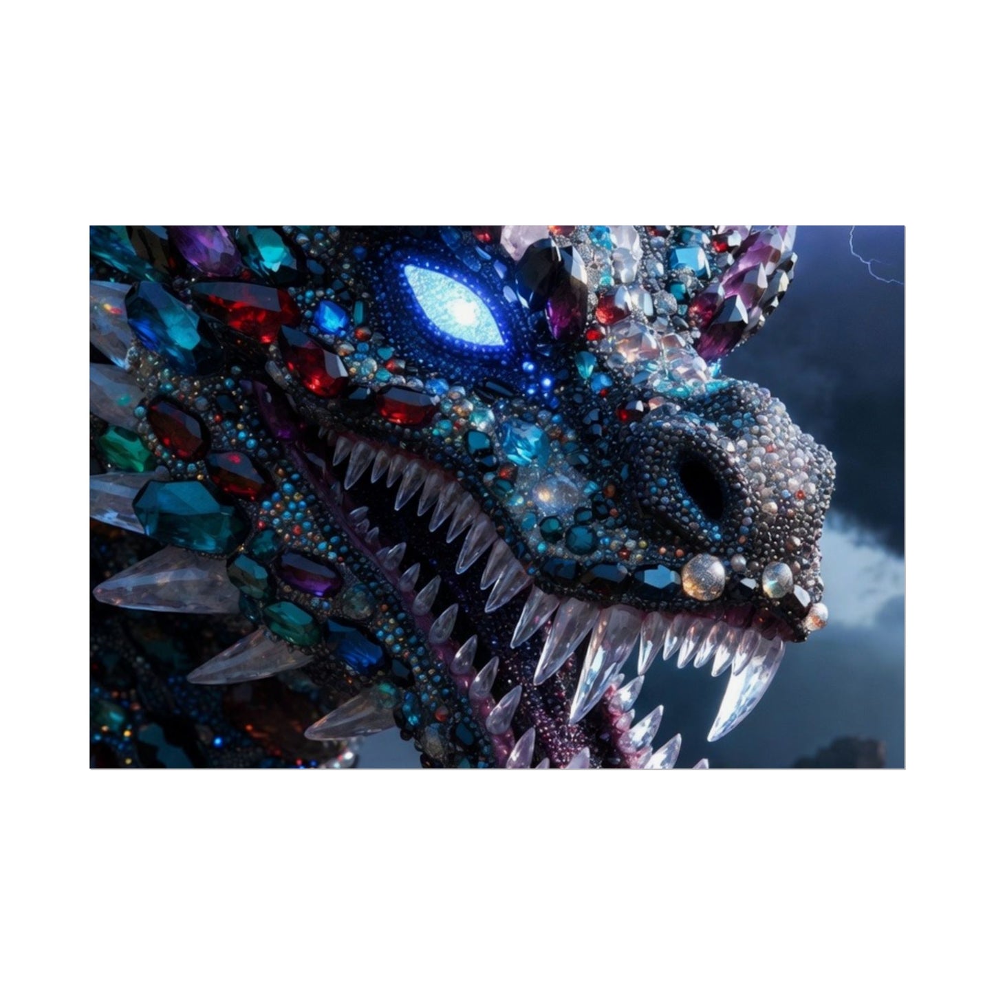 Dragon Crystal Poster — Fantasy Gem-Encrusted Dragon Wall Art (Rolled Poster)