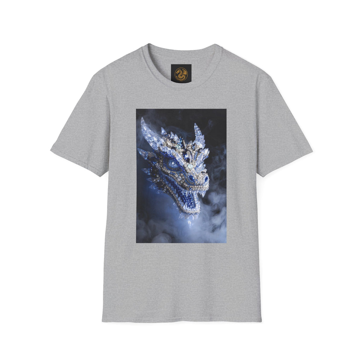 A Crystal Dragon Portrait T-Shirt — Mystical Blue Dragon Art Tee