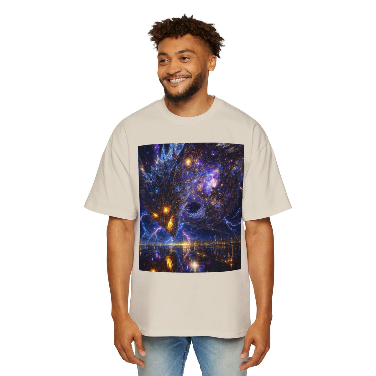 A Men's Oversized Cosmic Art Tee - Unique Space Graphic T-Shirt for Casual Wear, Sci-Fi Lovers, Gift for Birthdays, Festivals, Art Enthusiasts