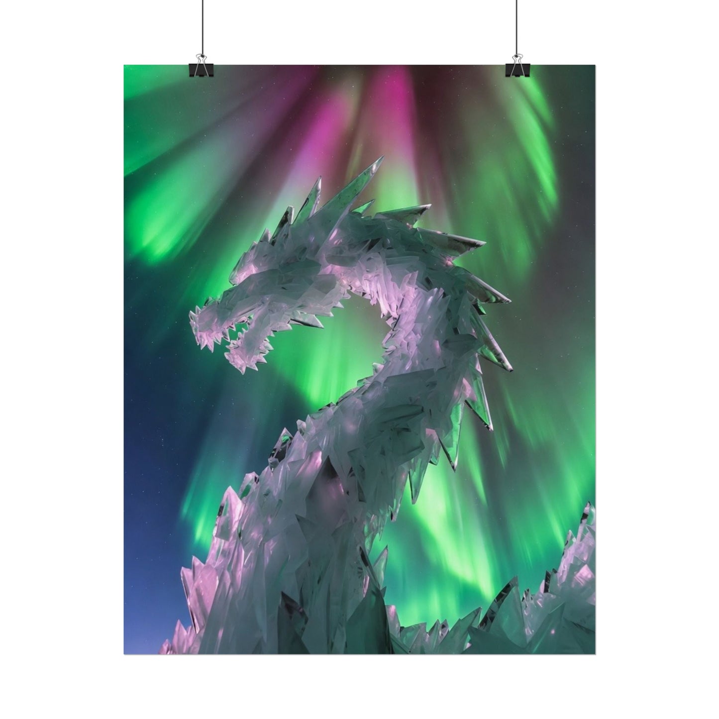 Aurora Ice Dragon Poster — Fantasy Wall Art Rolled Poster