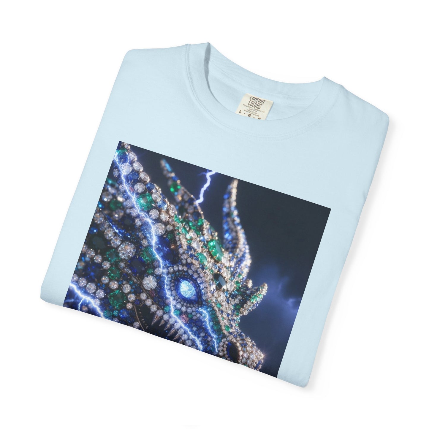 Dragon Lightning Graphic T-Shirt — Jewel-Studded Dragon Design