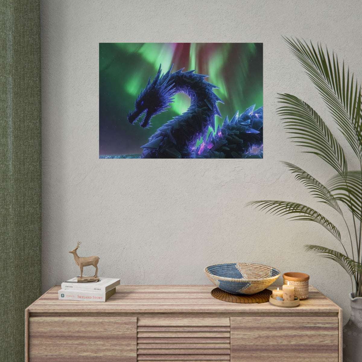 Aurora Crystal Dragon Poster — Fantasy Wall Art Print