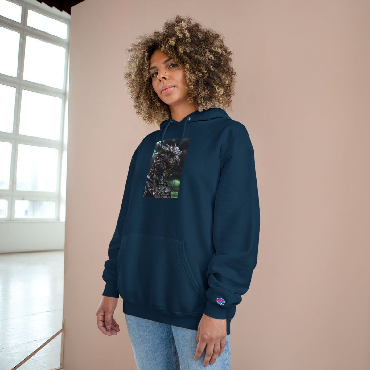 A Champion Hoodie with Artistic Dragon Design - Cozy Streetwear for Creative Souls, Perfect for Gifts, Festivals, and Everyday Wear