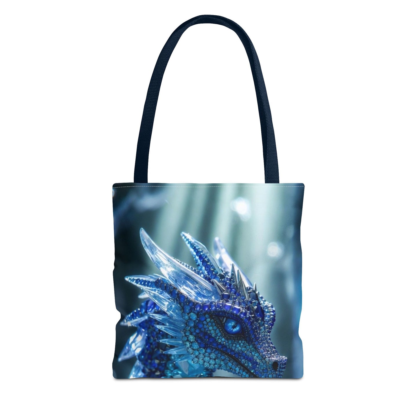 Blue Crystal Dragon Tote Bag — Fantasy Art All-Over Print