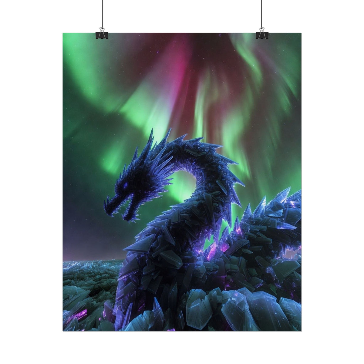 Aurora Crystal Dragon Poster — Fantasy Wall Art Print