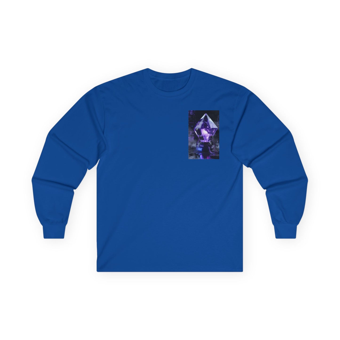 Long Sleeve Tee — Purple Crystal Skull Graphic