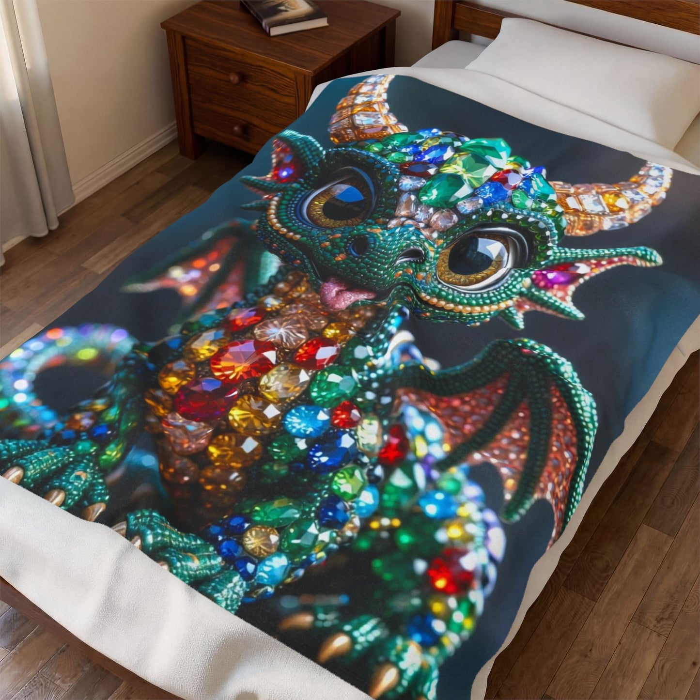 Sparkling Gem Dragon Velveteen Plush Blanket — Cozy Decorative Throw for Kids & Fantasy Fans