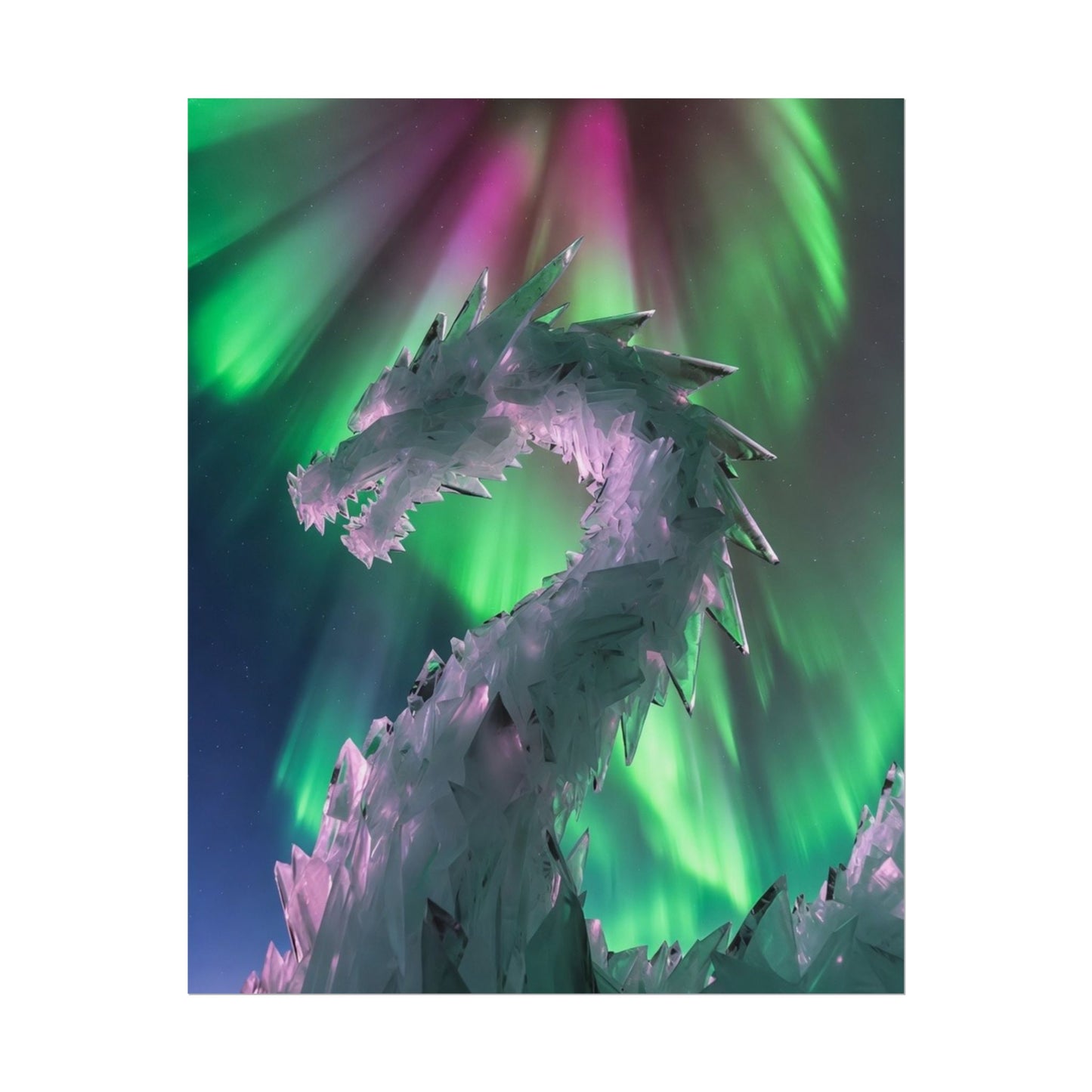 Aurora Ice Dragon Poster — Fantasy Wall Art Rolled Poster