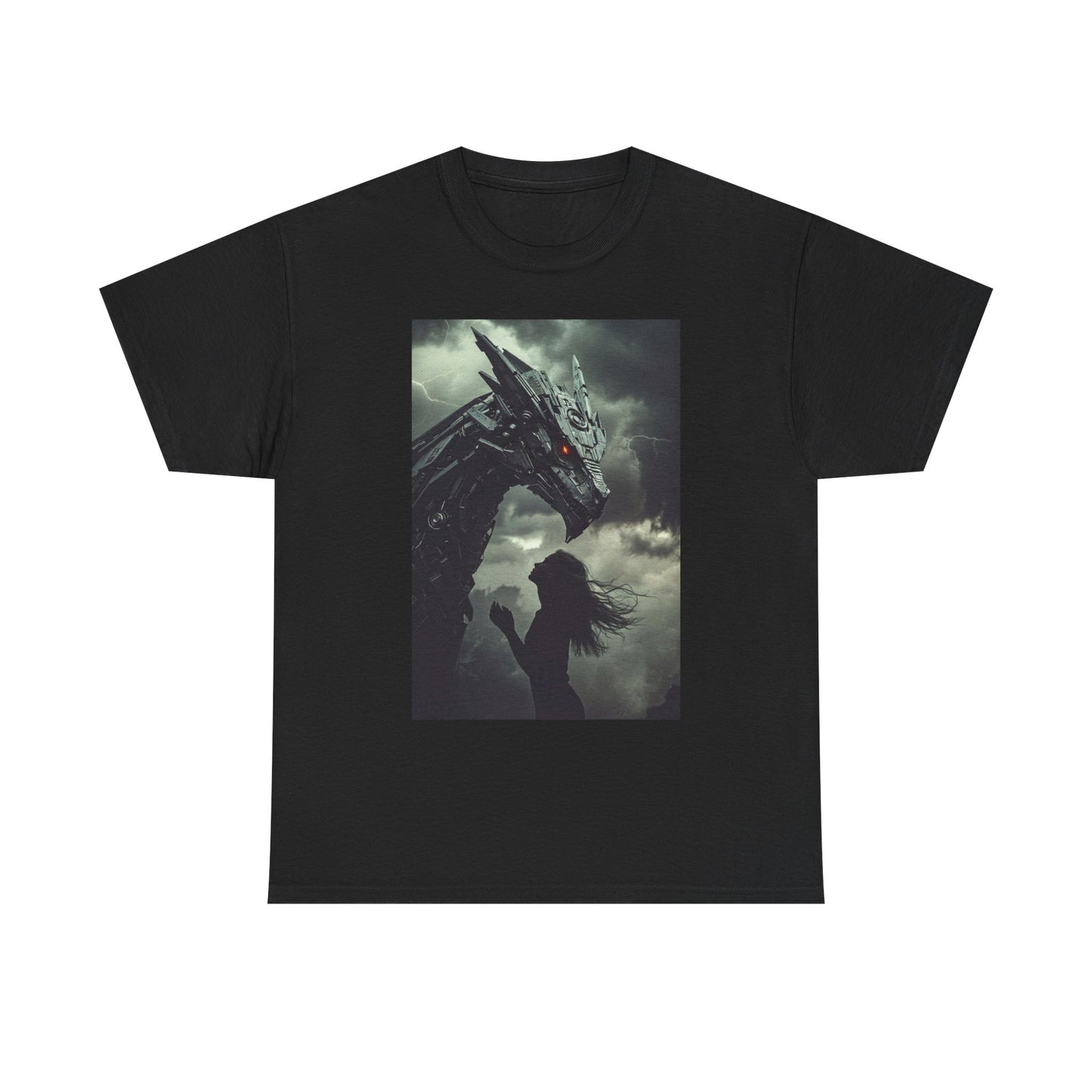 Dragon & Girl Fantasy T-Shirt — Dark Mythical Art Tee