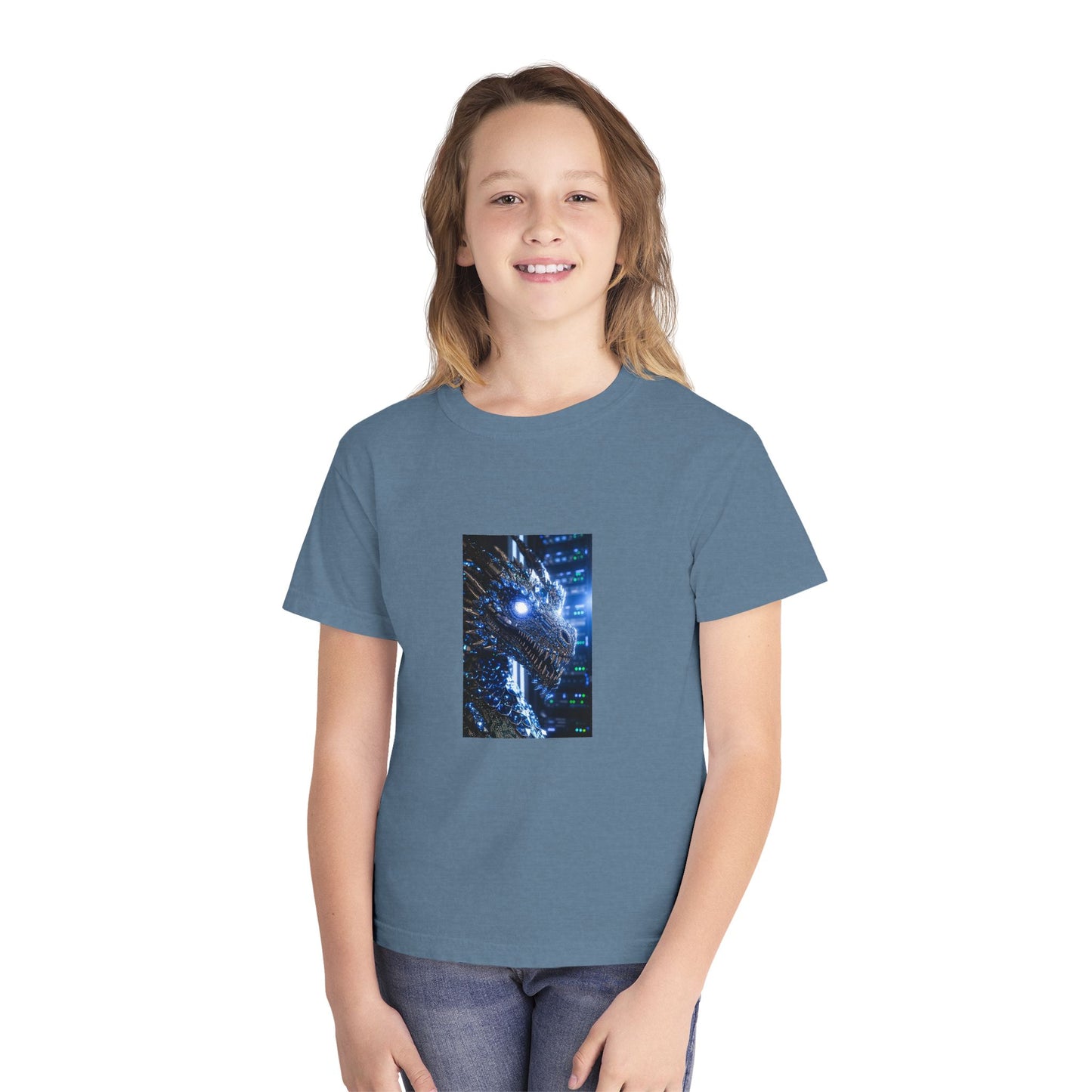 Youth Tee — Neon Dragon Galaxy Graphic