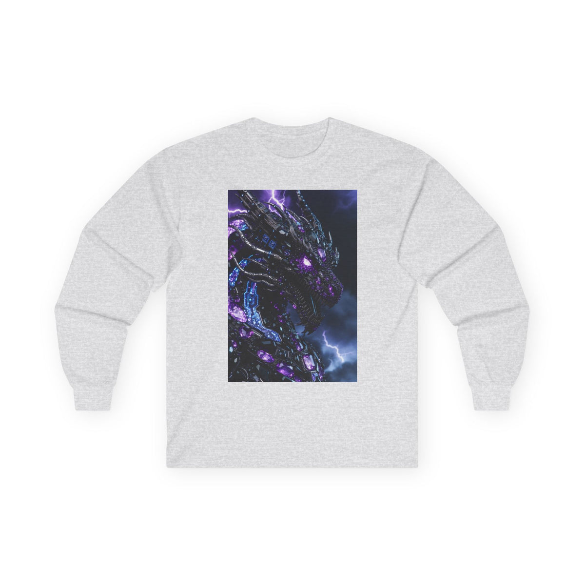 A Cosmic Dragon Pocket Long Sleeve Tee — Neon Galaxy Illustration