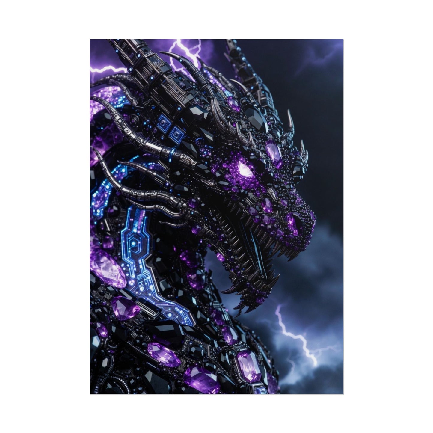 Rolled Poster — Cyberpunk Dragon Storm Art Print