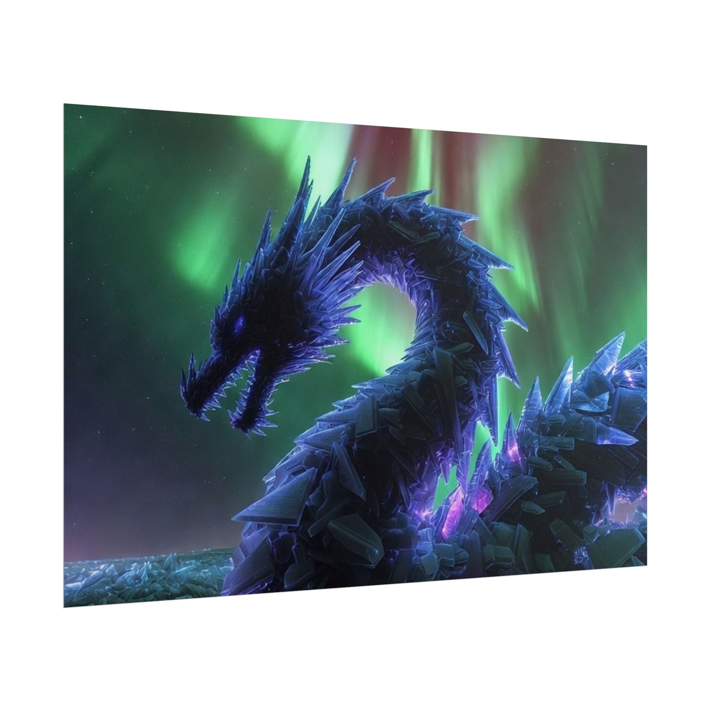 Aurora Crystal Dragon Poster — Fantasy Wall Art Print