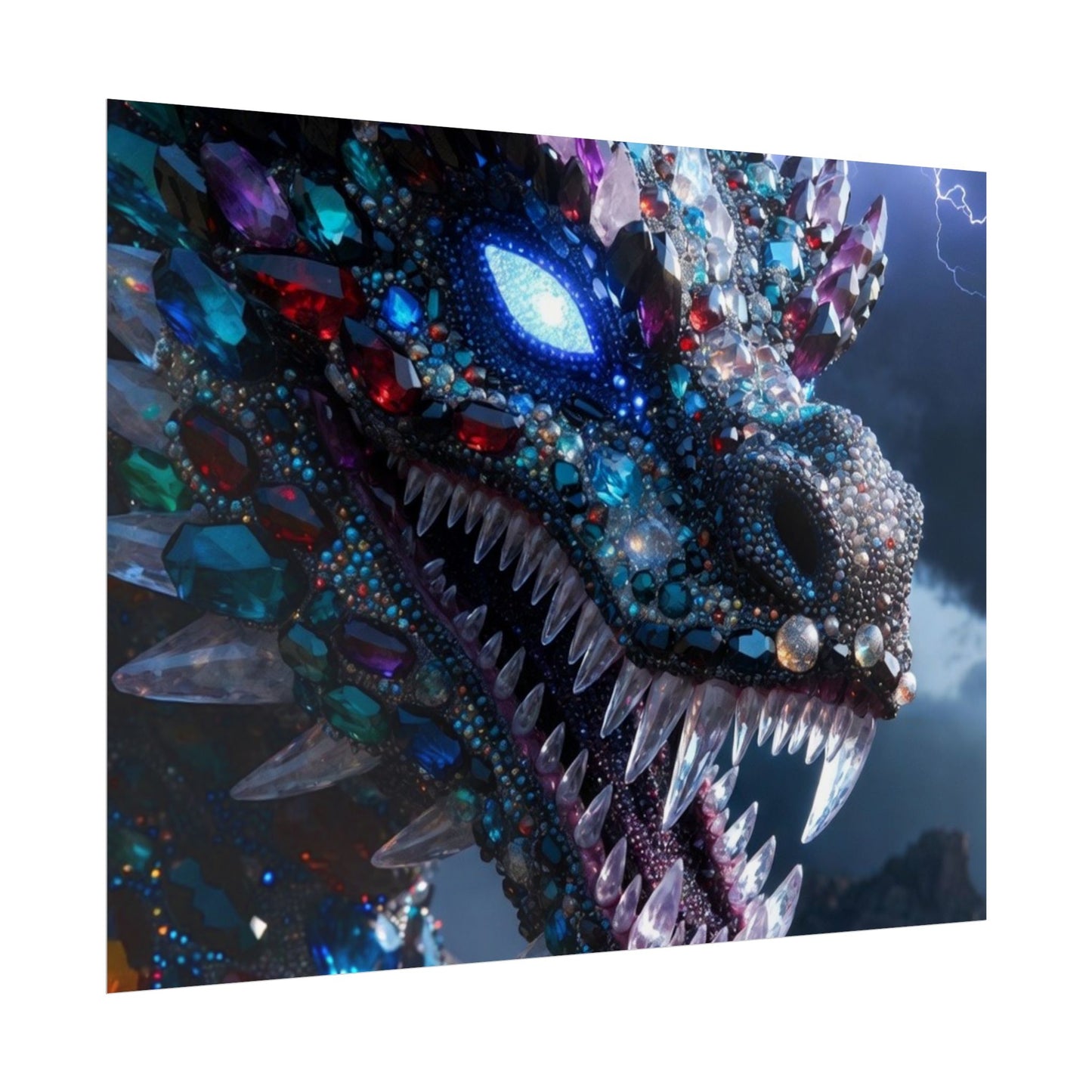 Dragon Crystal Poster — Fantasy Gem-Encrusted Dragon Wall Art (Rolled Poster)