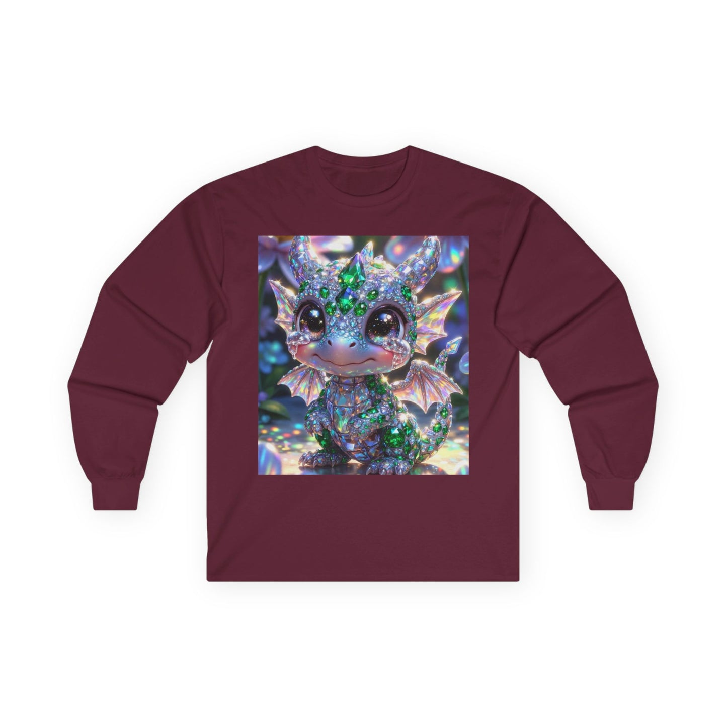 Sparkling Baby Dragon Long Sleeve Tee — Cute Fantasy Creature Shirt