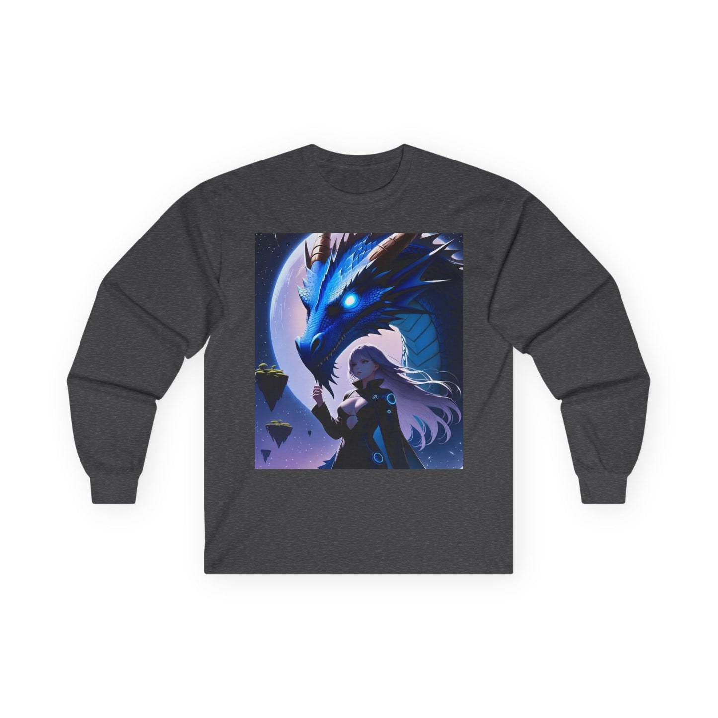 Dragon Whisperer Long Sleeve Tee — Fantasy Blue Dragon Illustration