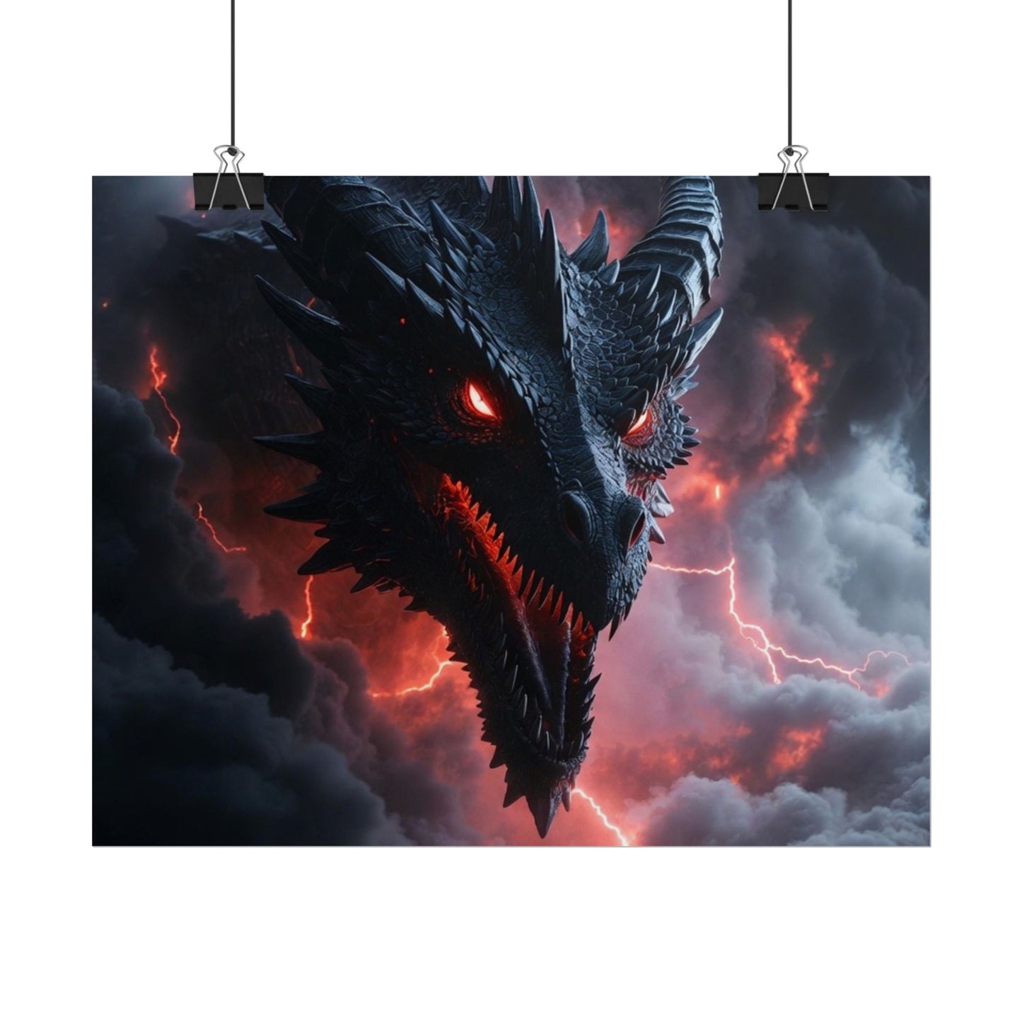 Dragon Storm Rolled Poster — Dark Fantasy Dragon Wall Art