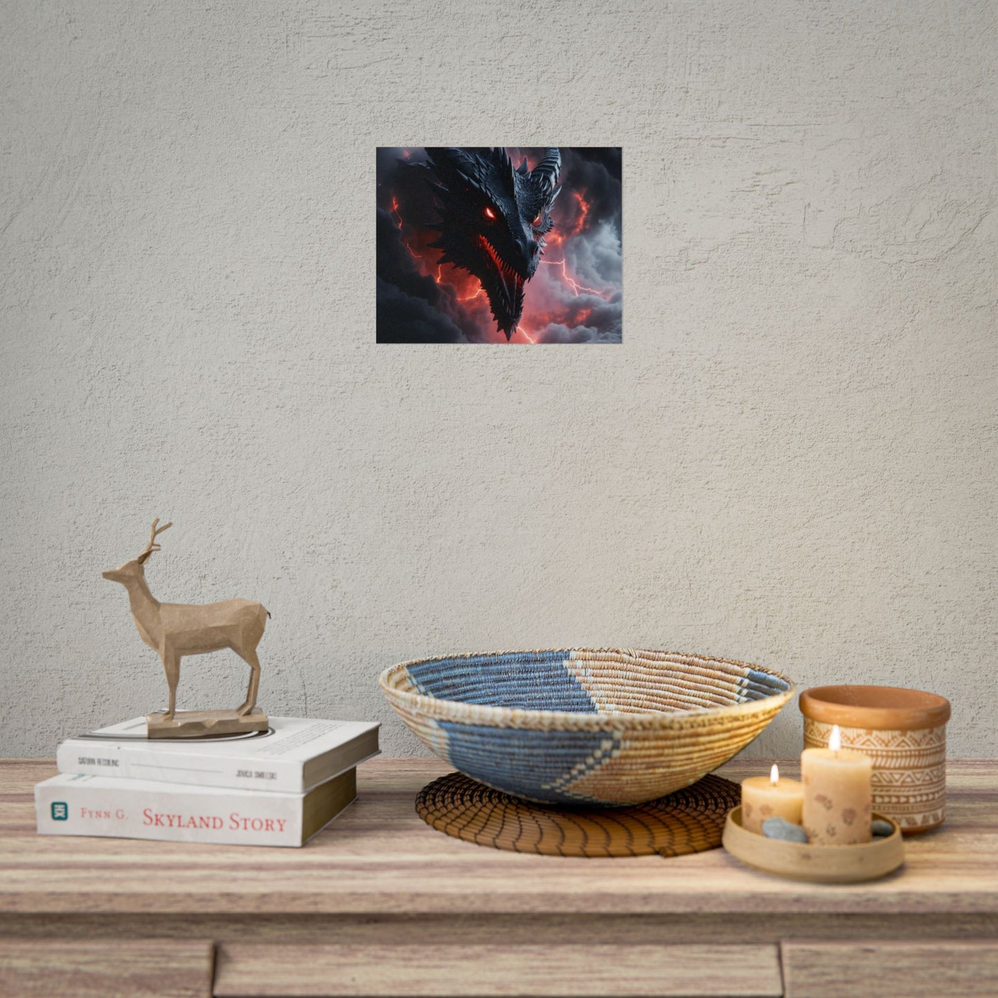 Dragon Storm Rolled Poster — Dark Fantasy Dragon Wall Art