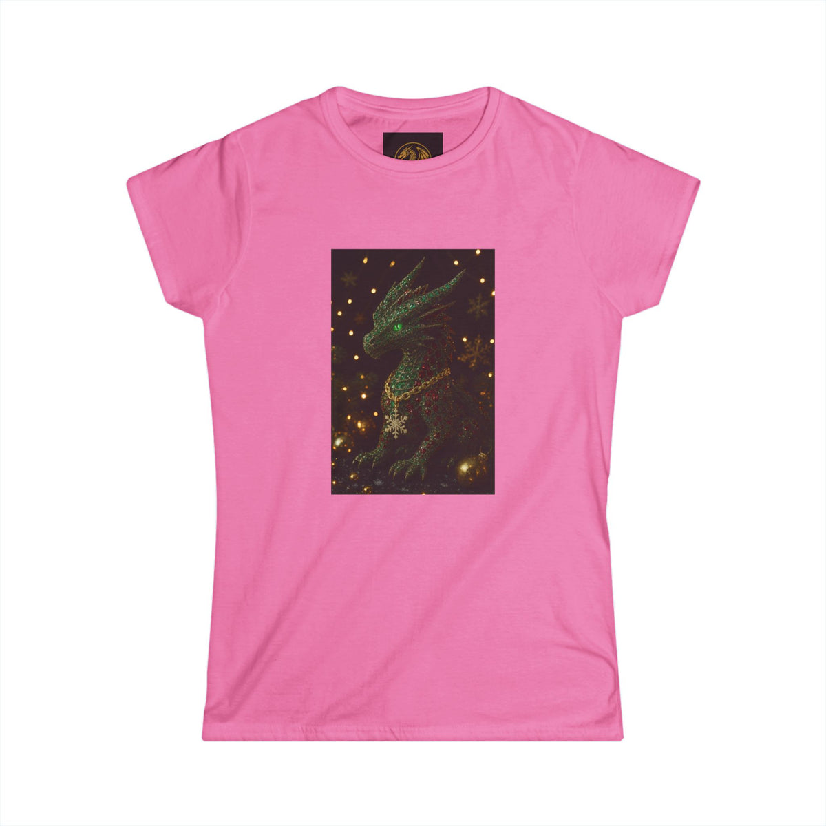 A Magical Christmas Women’s Tee — Emerald Dragon & Stars Graphic Shirt