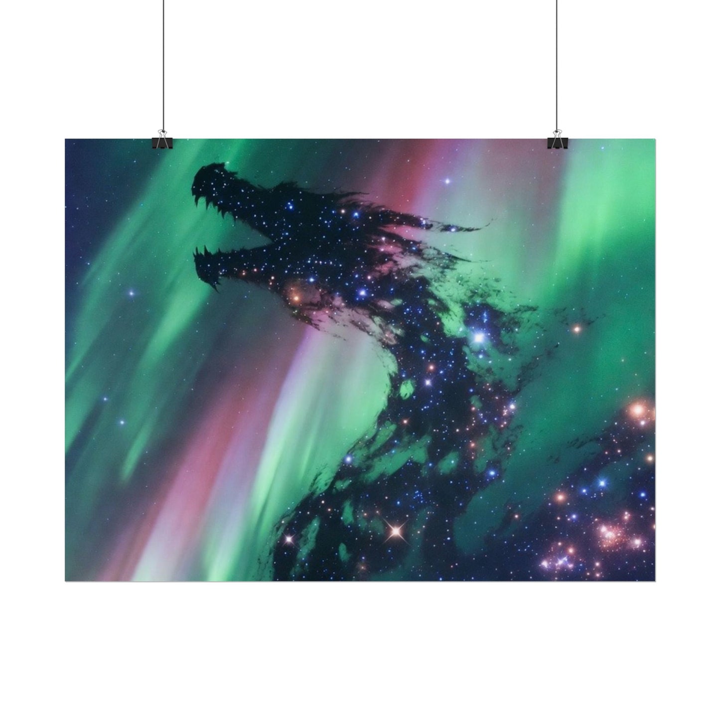 Aurora Dragon Poster — Cosmic Northern Lights Wall Art (Rolled Poster)
