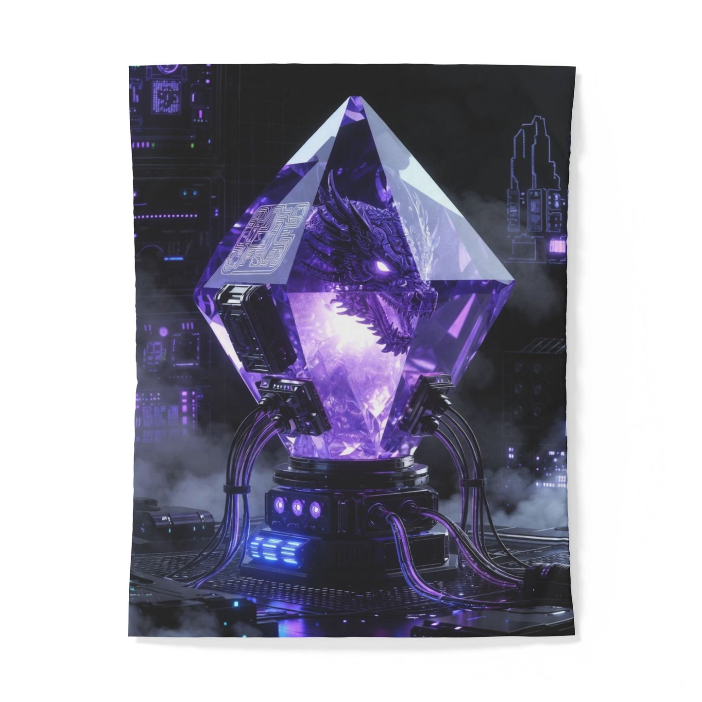 Purple Crystal Core Duvet Cover – Sci‑Fi Gem Bedspread