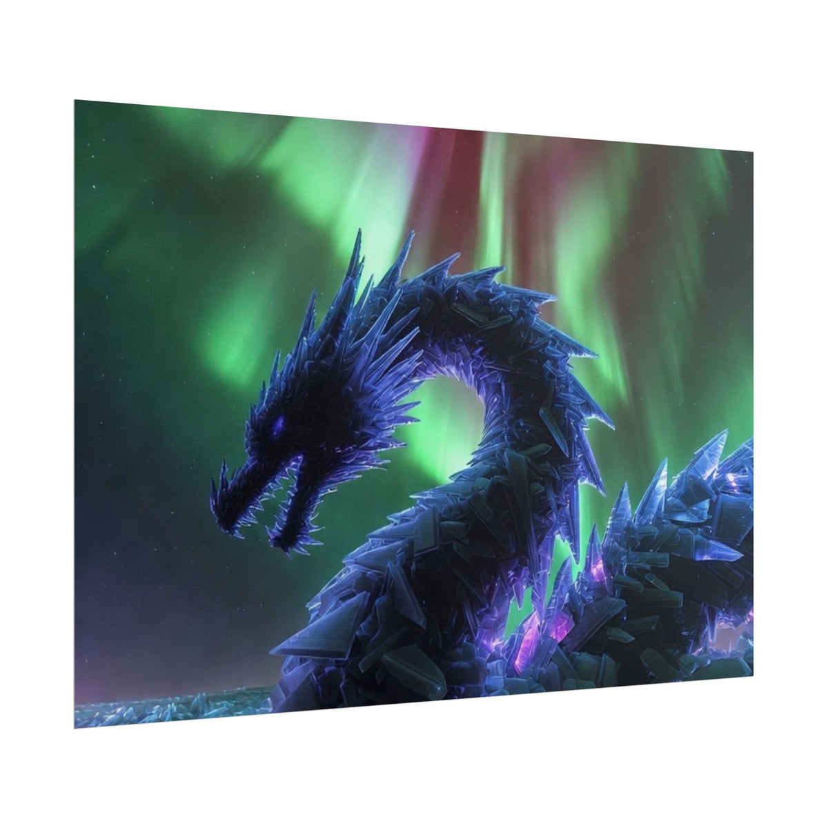 Aurora Crystal Dragon Poster — Fantasy Wall Art Print