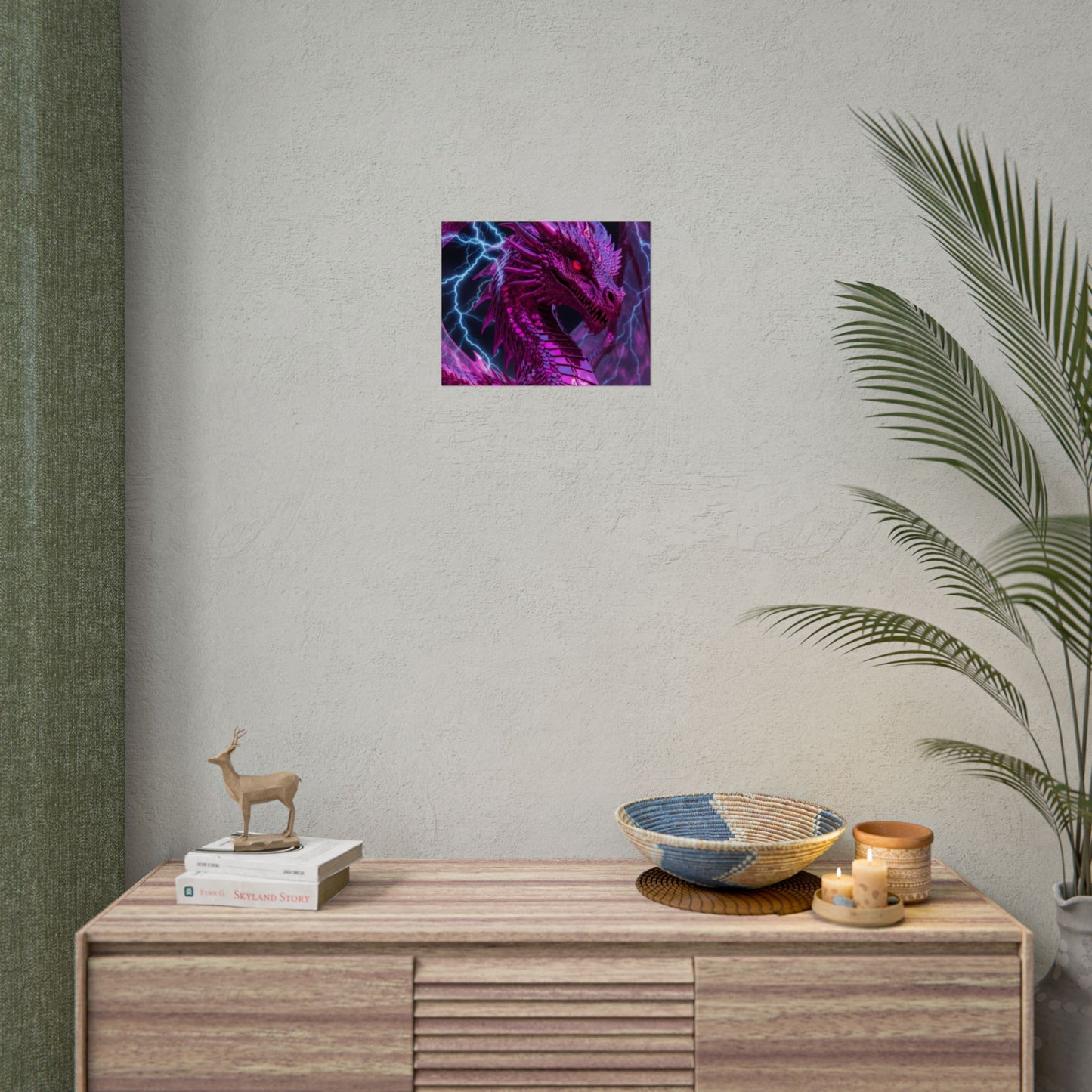 Pink Electric Dragon Poster — Fantasy Wall Art Rolled Poster