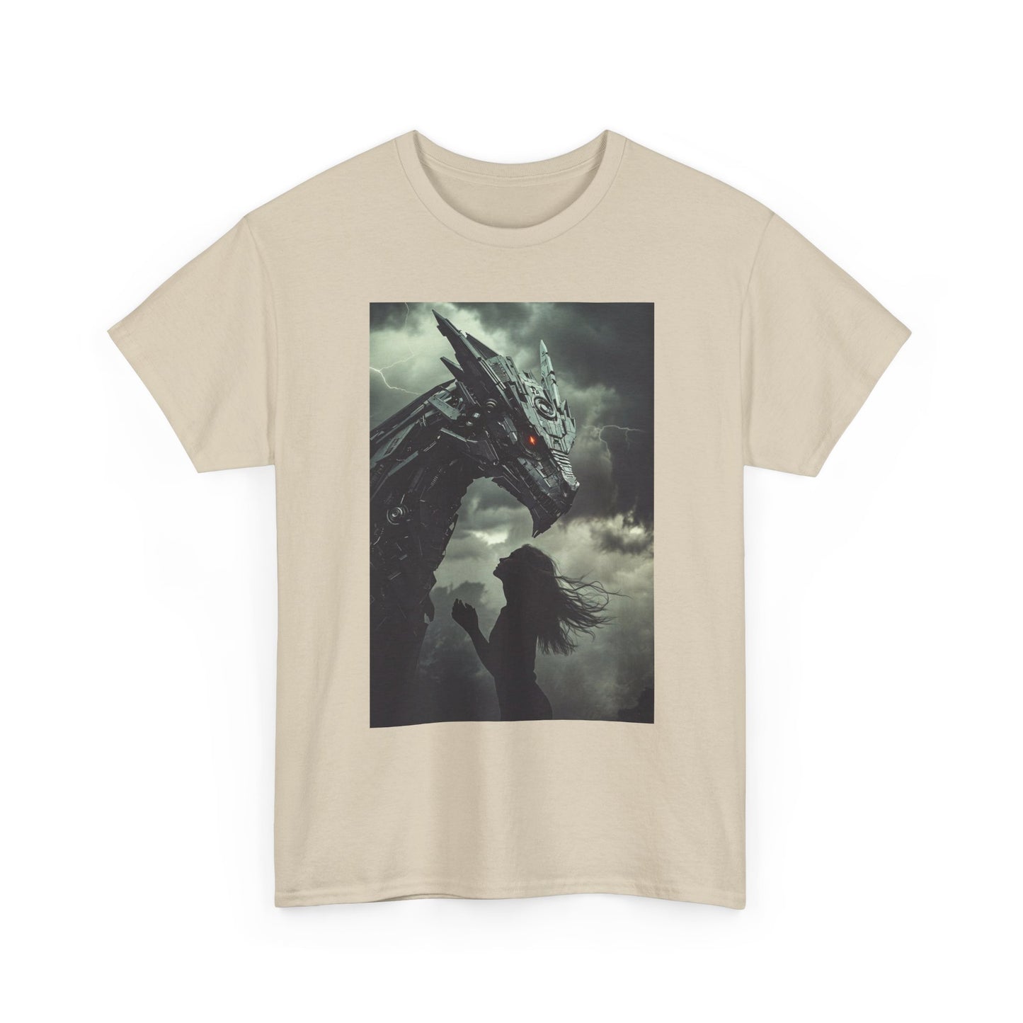 Dragon & Girl Fantasy T-Shirt — Dark Mythical Art Tee