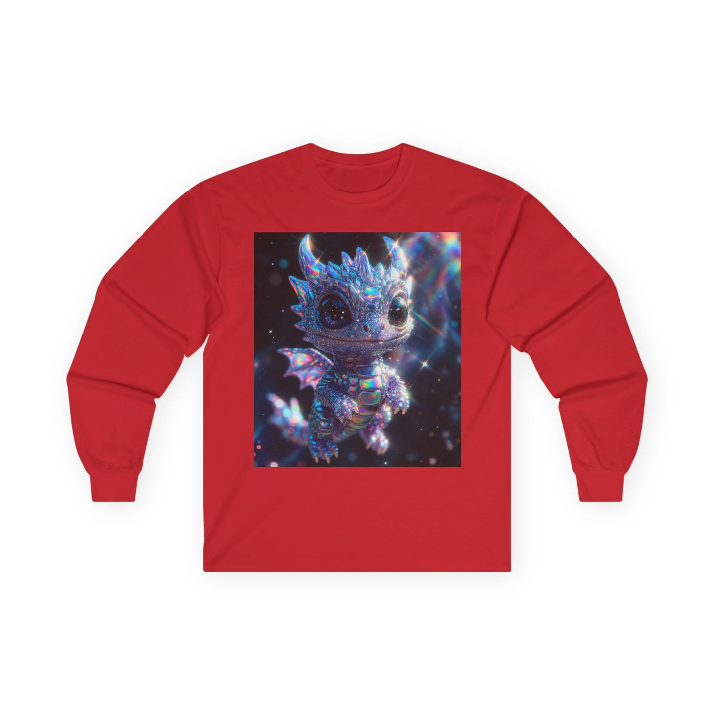 Crystal Baby Dragon Long Sleeve Tee — Sparkly Fantasy Crewneck