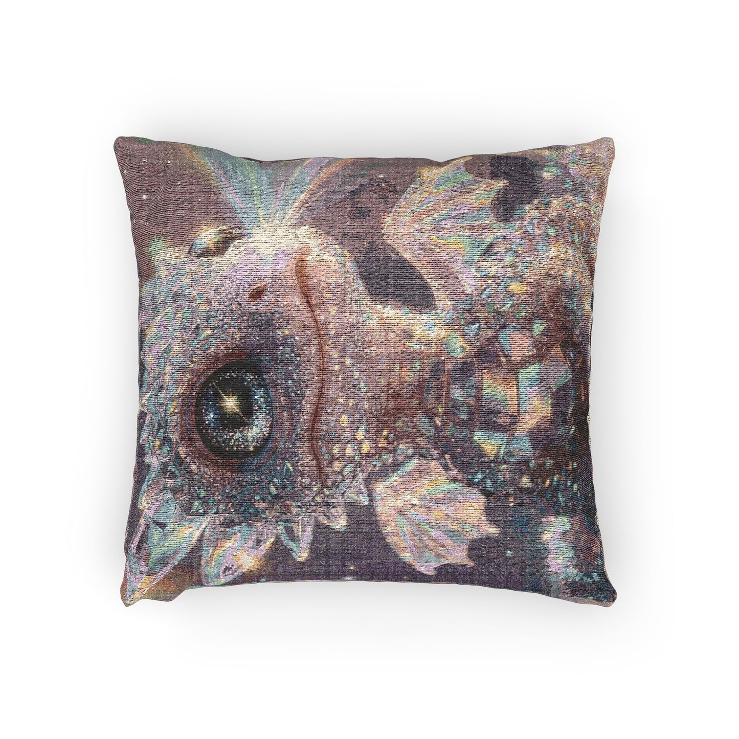 Woven Pillow - Whimsical Bearded Dragon Mosaic Throw Pillow