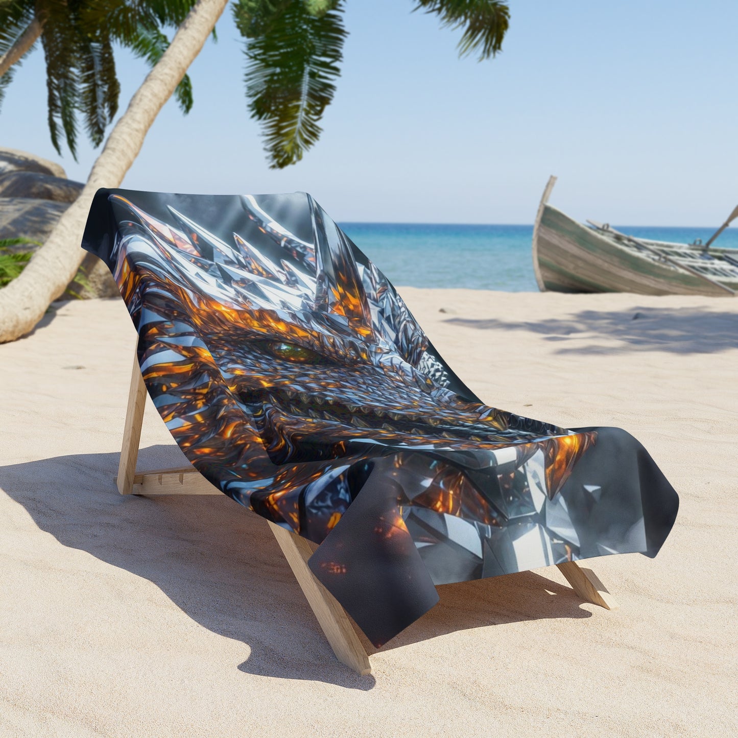 Dragon Scales Beach Towel — Metallic Crystal Dragon Art