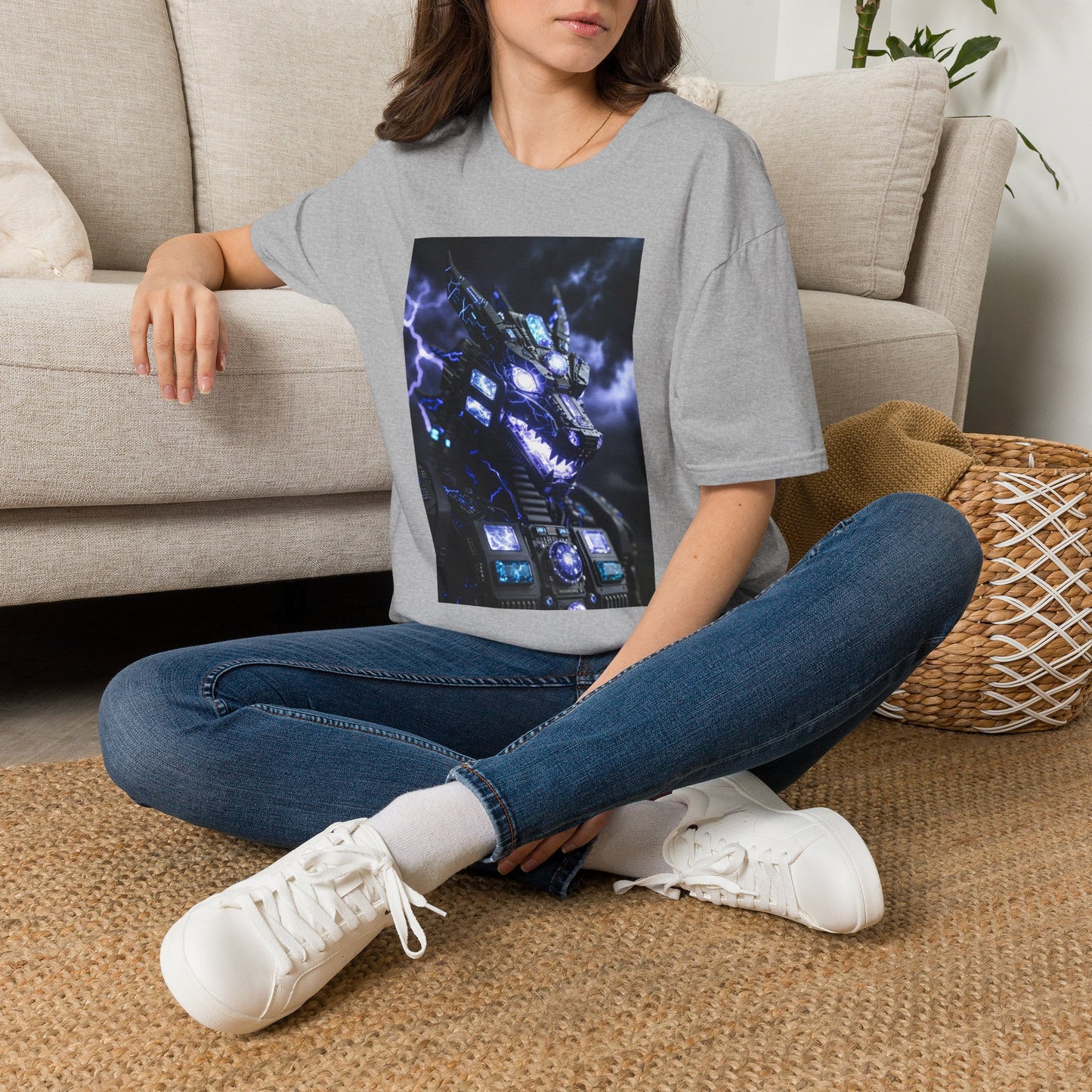 A Dragon Mech Lightning T-Shirt — Cyber Dragon Graphic Tee