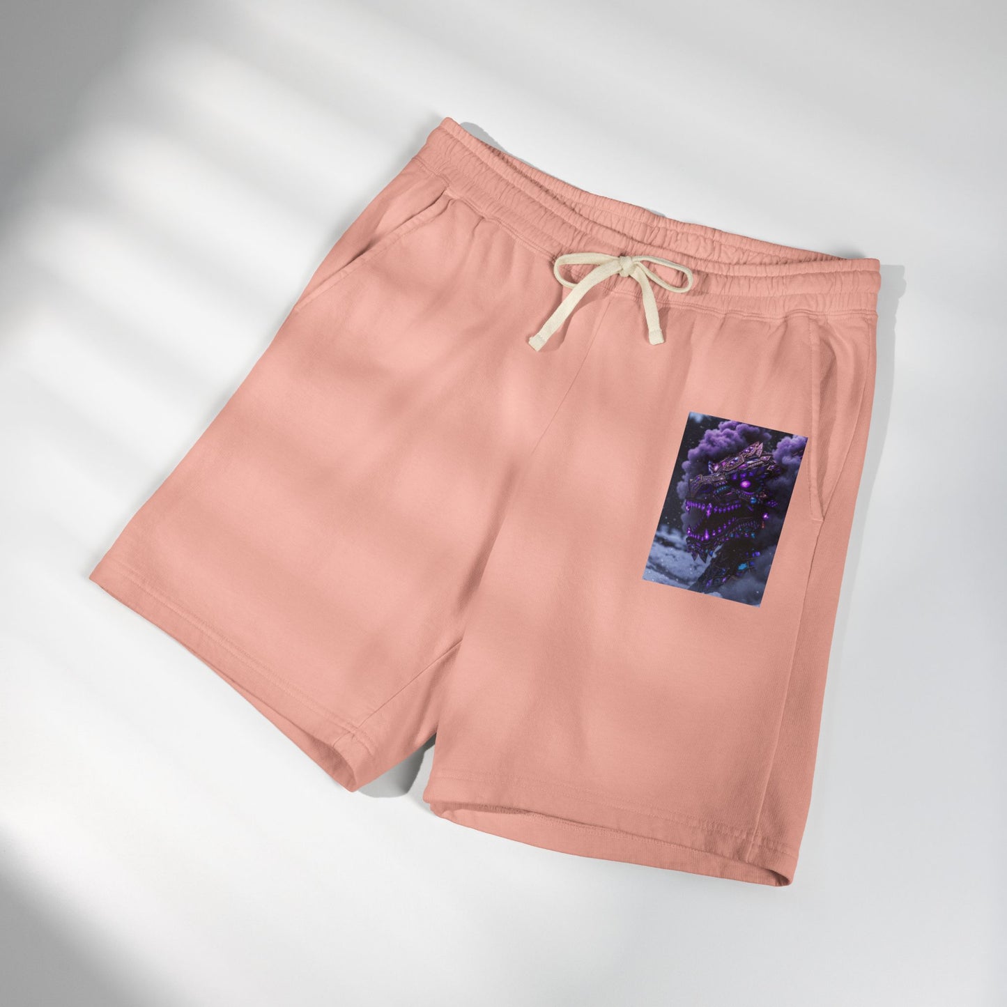 Lightweight Fleece Sweat Shorts with Purple Floral Pocket Print