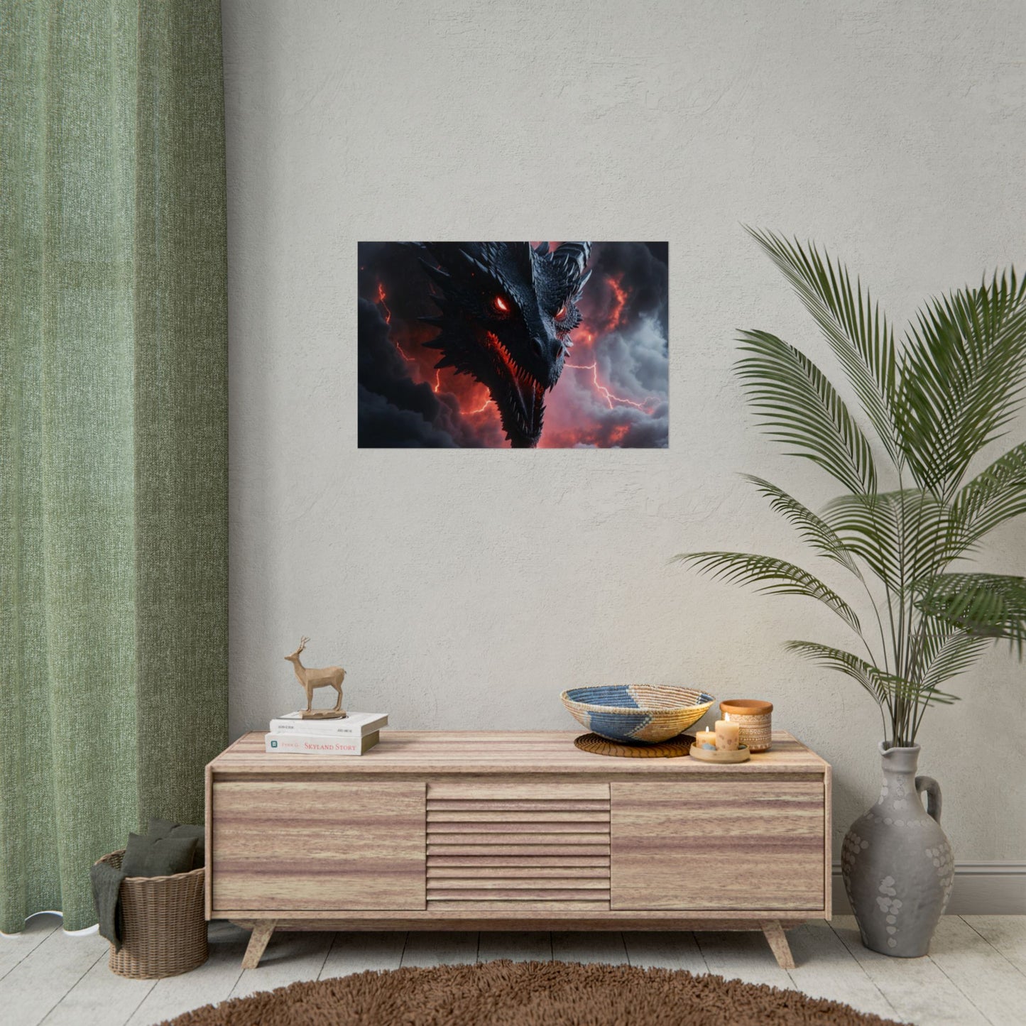 Dragon Storm Rolled Poster — Dark Fantasy Dragon Wall Art